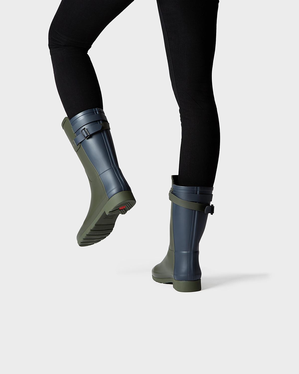womens hunter original refined back strap short wellingtons winter boots
