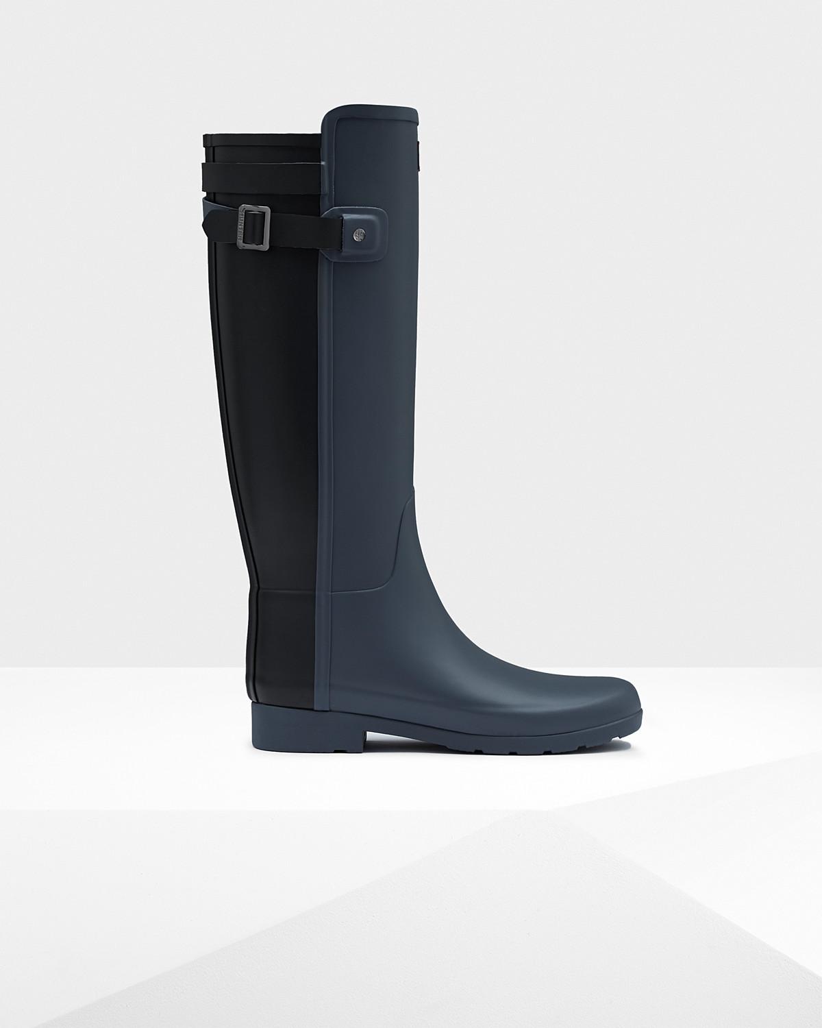 hunter original refined back strap black wellington boots