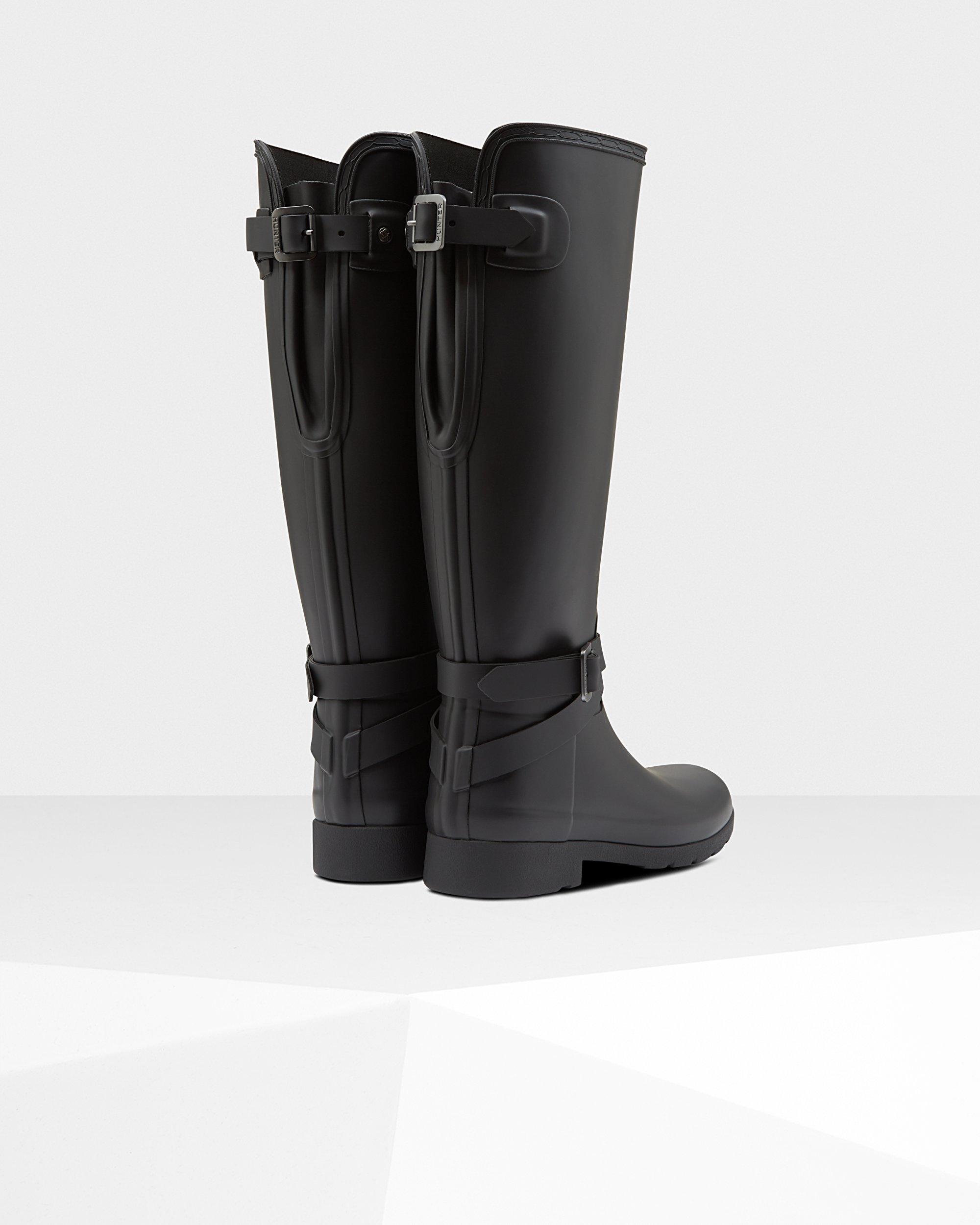 HUNTER Rubber Refined Slim Fit Adjustable Tall Wellington Boots in ...