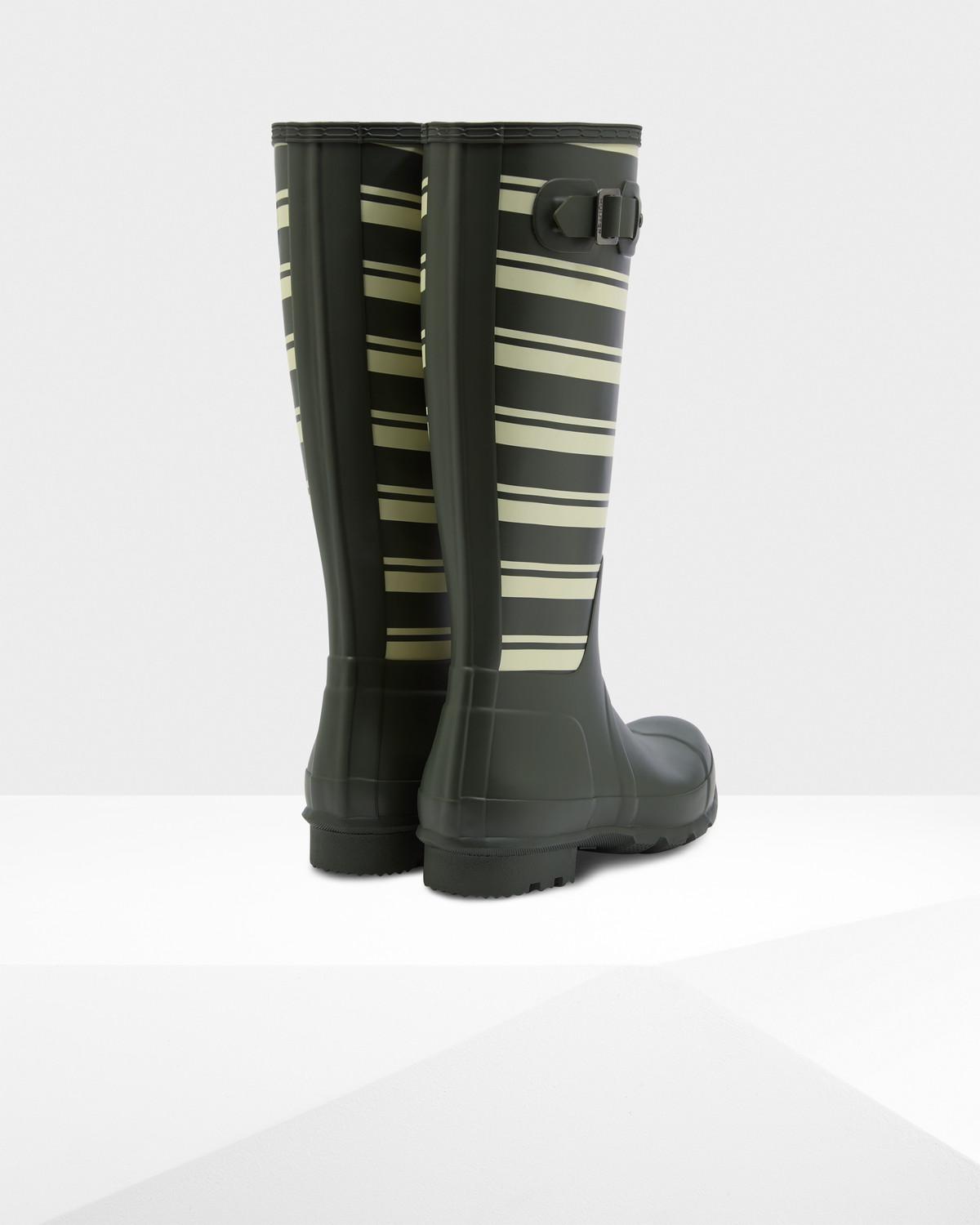 Hunter Rubber Men S Original Garden Stripe Tall Wellington Boots