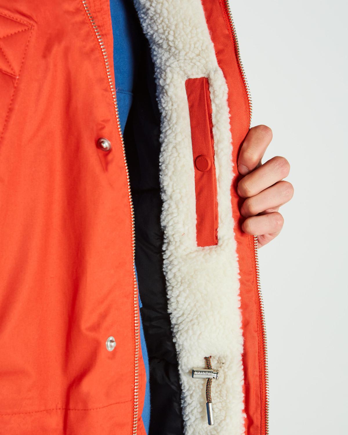 hunter orange parka