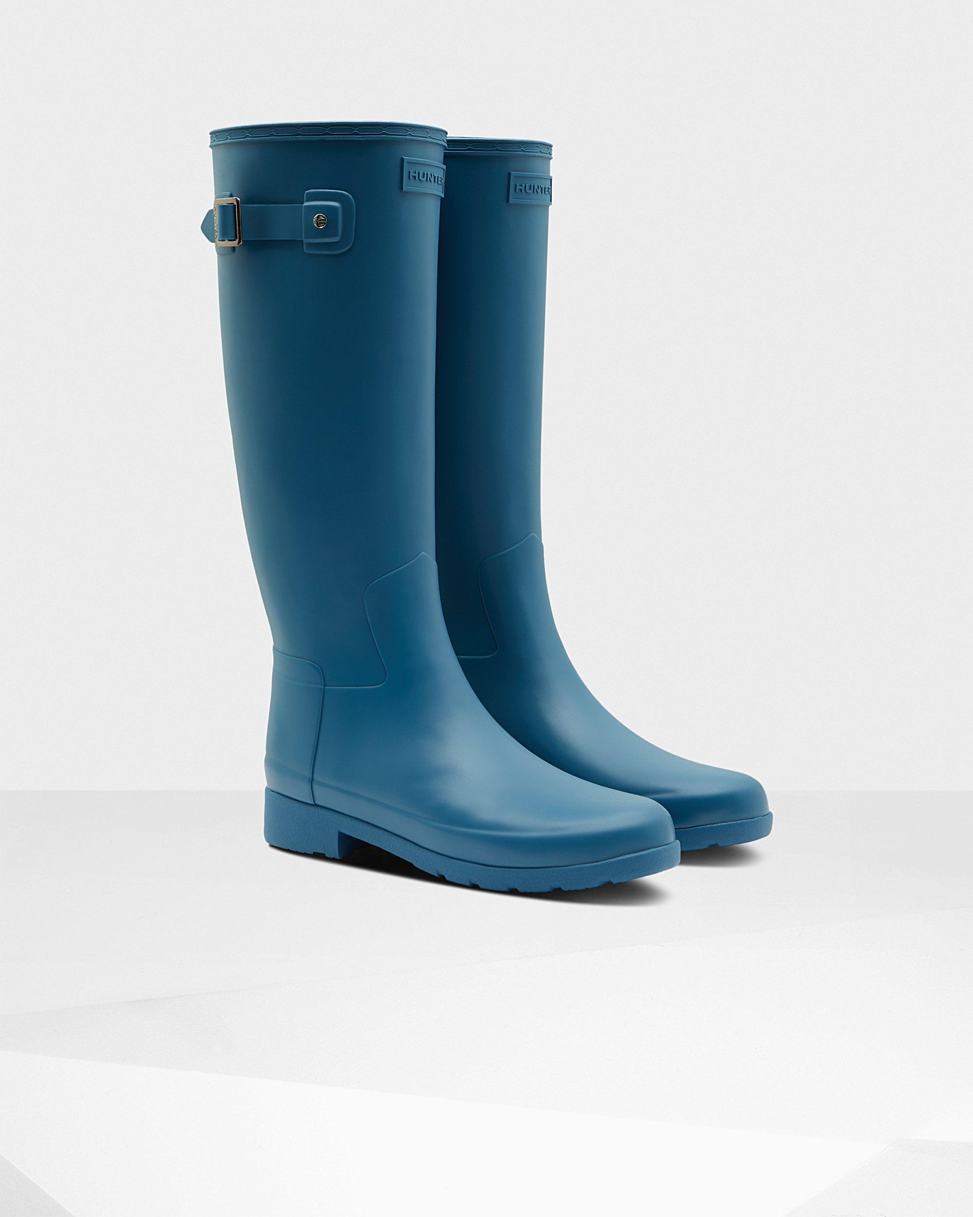 HUNTER Rubber Women's Refined Slim Fit Tall Wellington Boots in Blue - Lyst