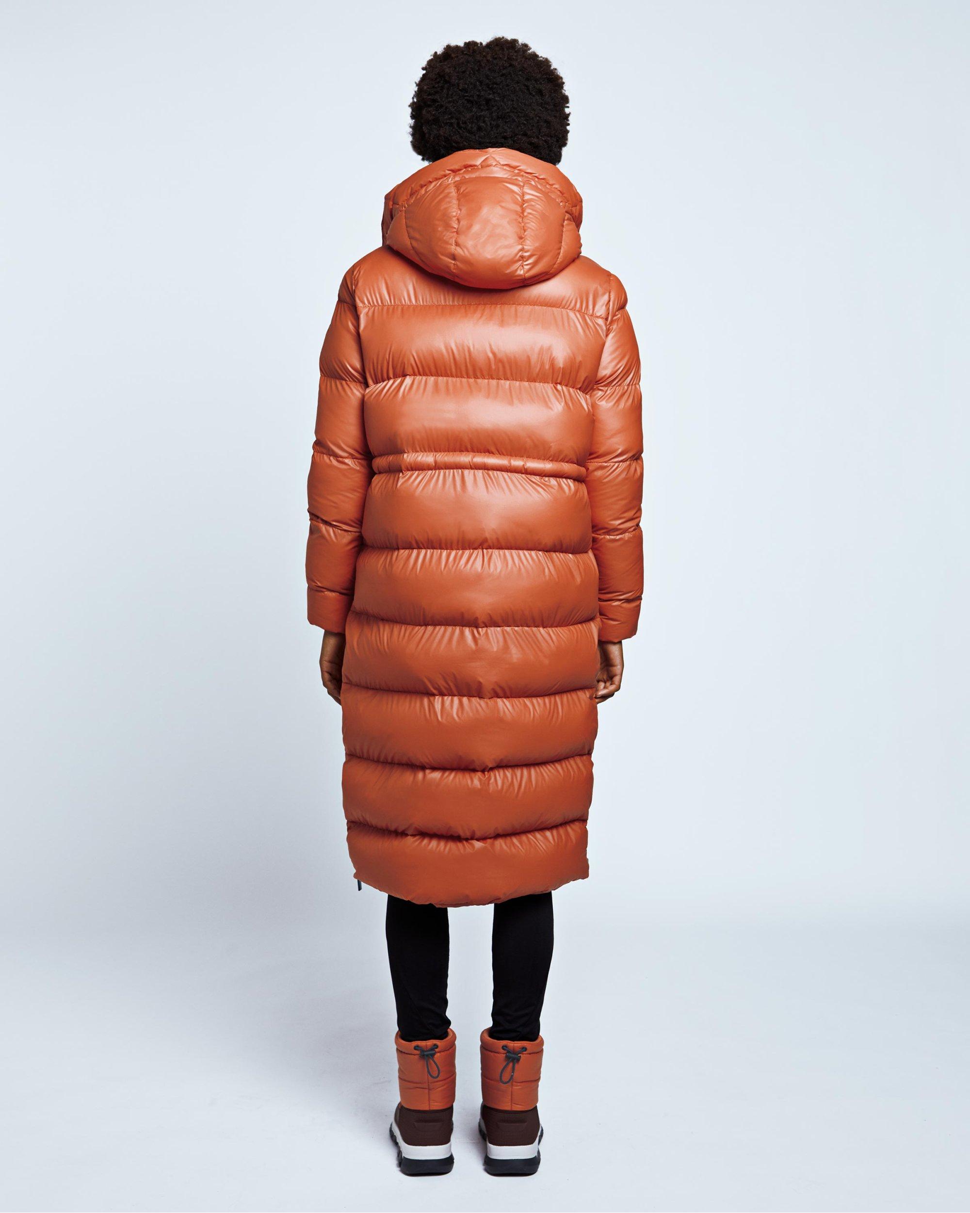 HUNTER Rubber Women's Original Long Puffer Coat in Orange - Lyst