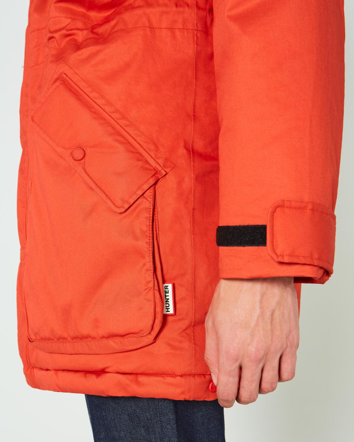 hunter orange parka