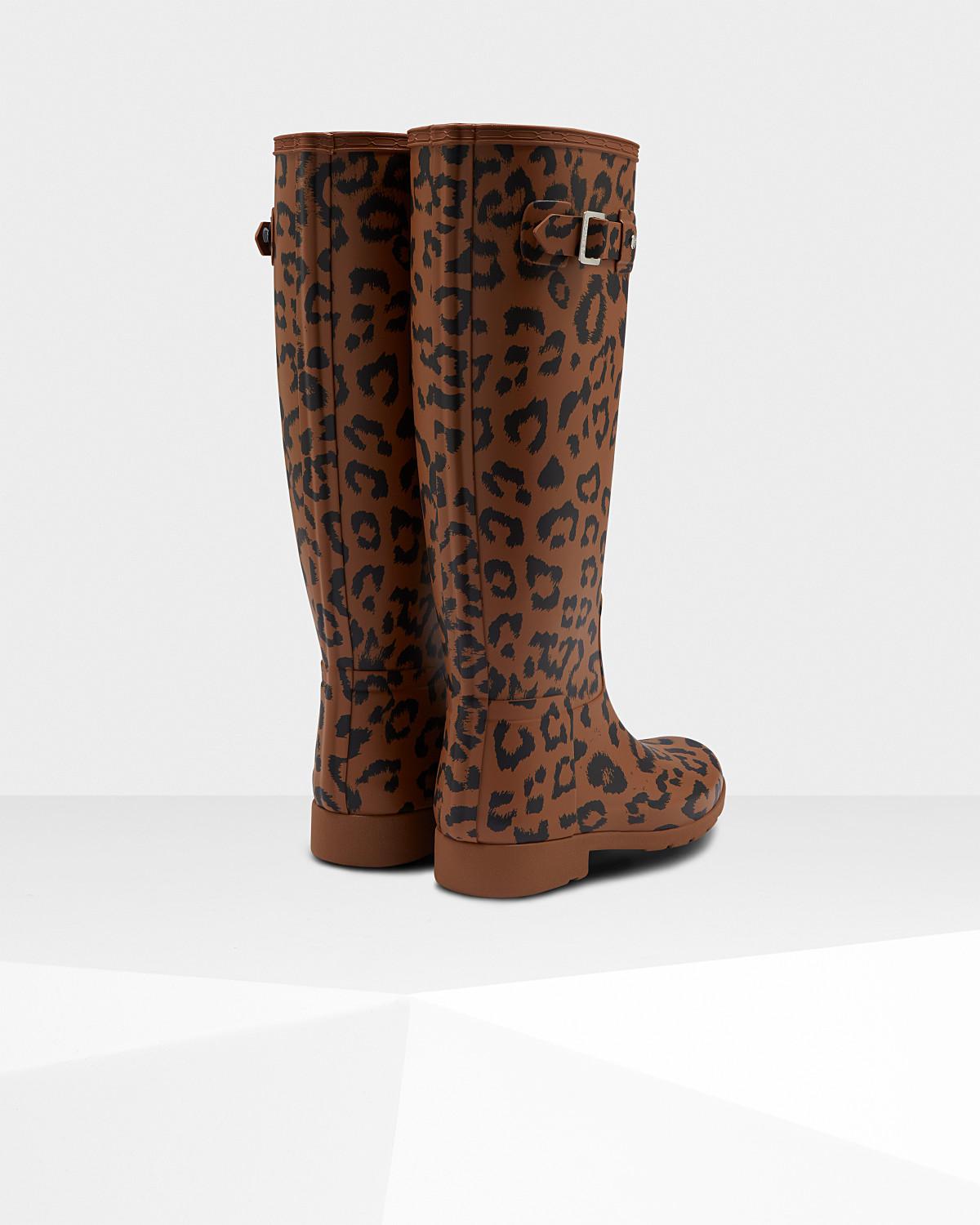 leopard rain boots hunter