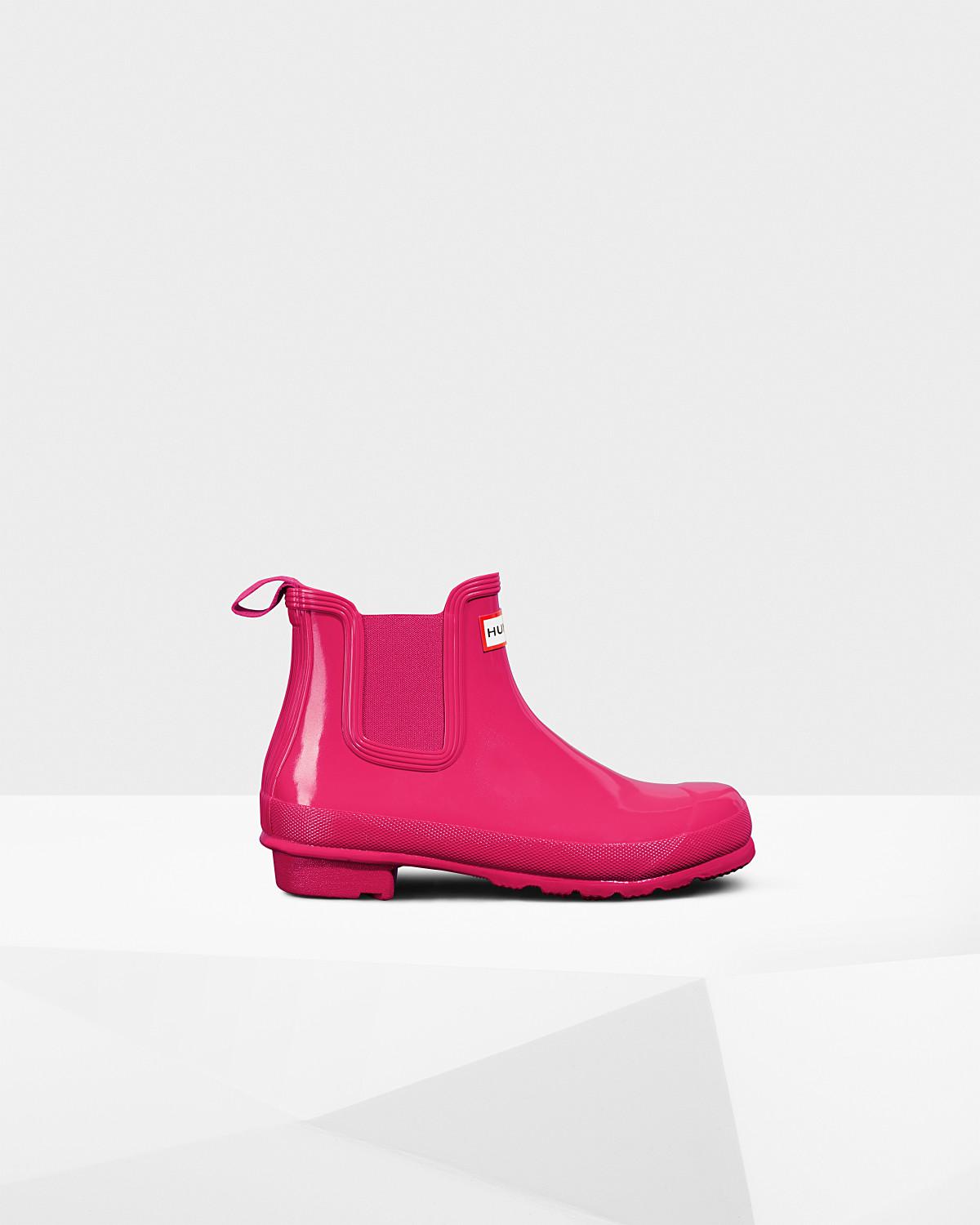 HUNTER Rubber Women's Original Chelsea Boots in Bright Pink (Pink) | Lyst