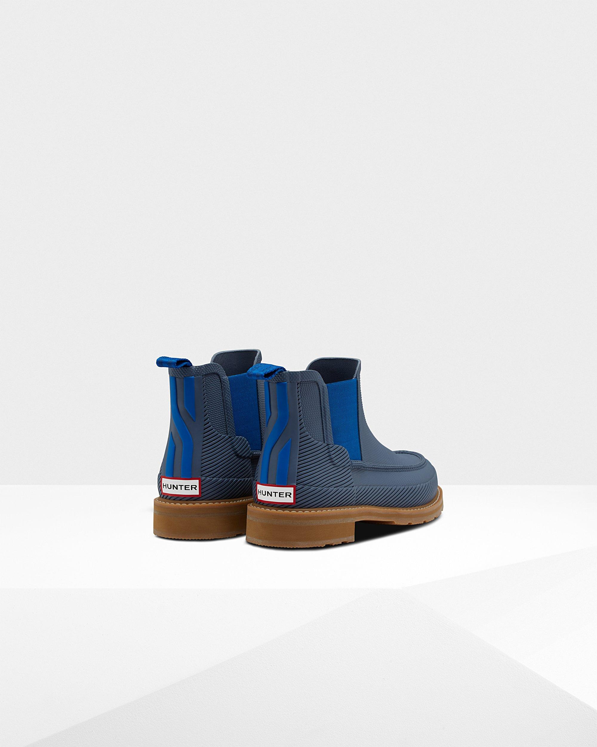 blue moc toe boots