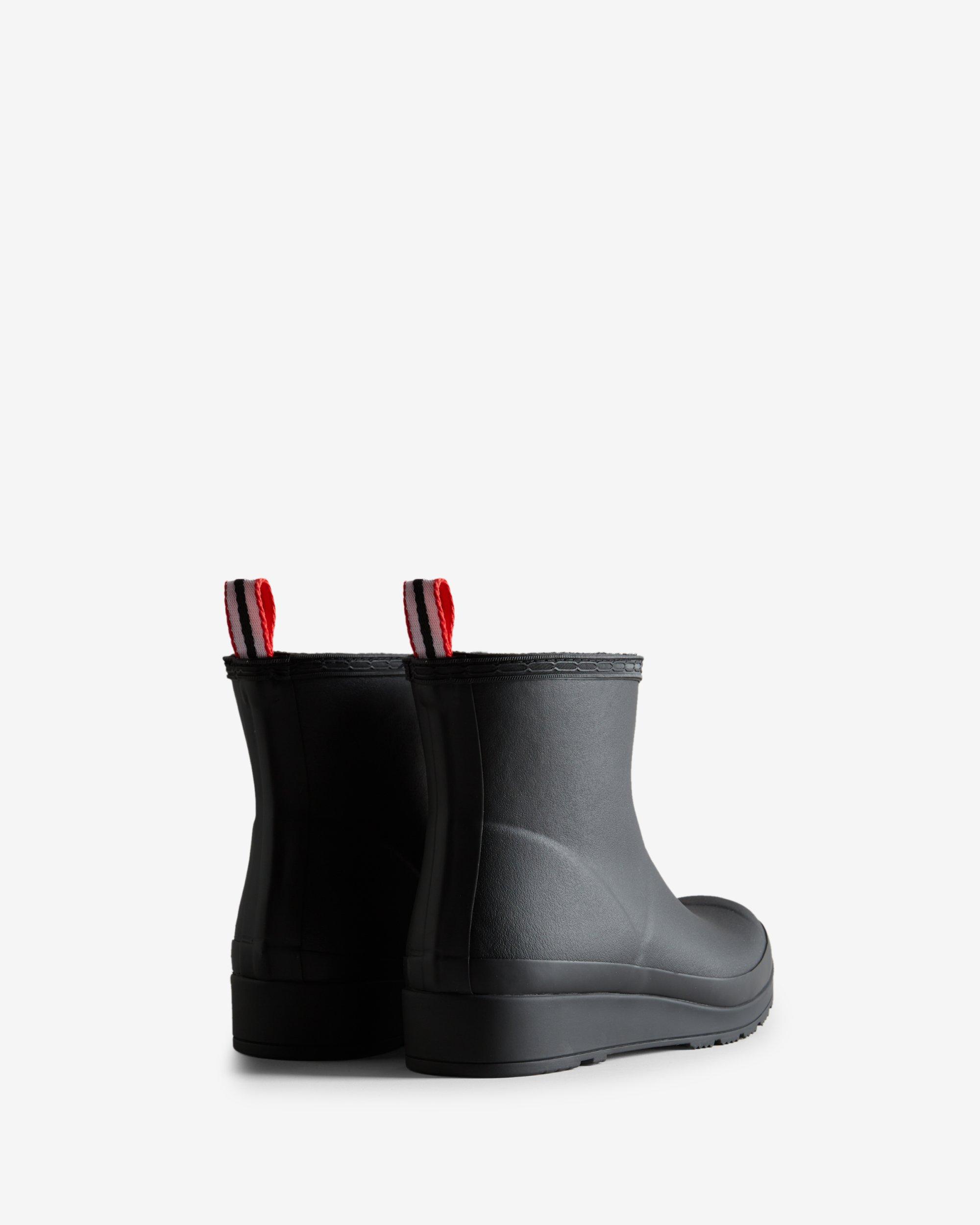 HUNTER Play Vegan Shearling Insulated Short Rain Boots in Black | Lyst