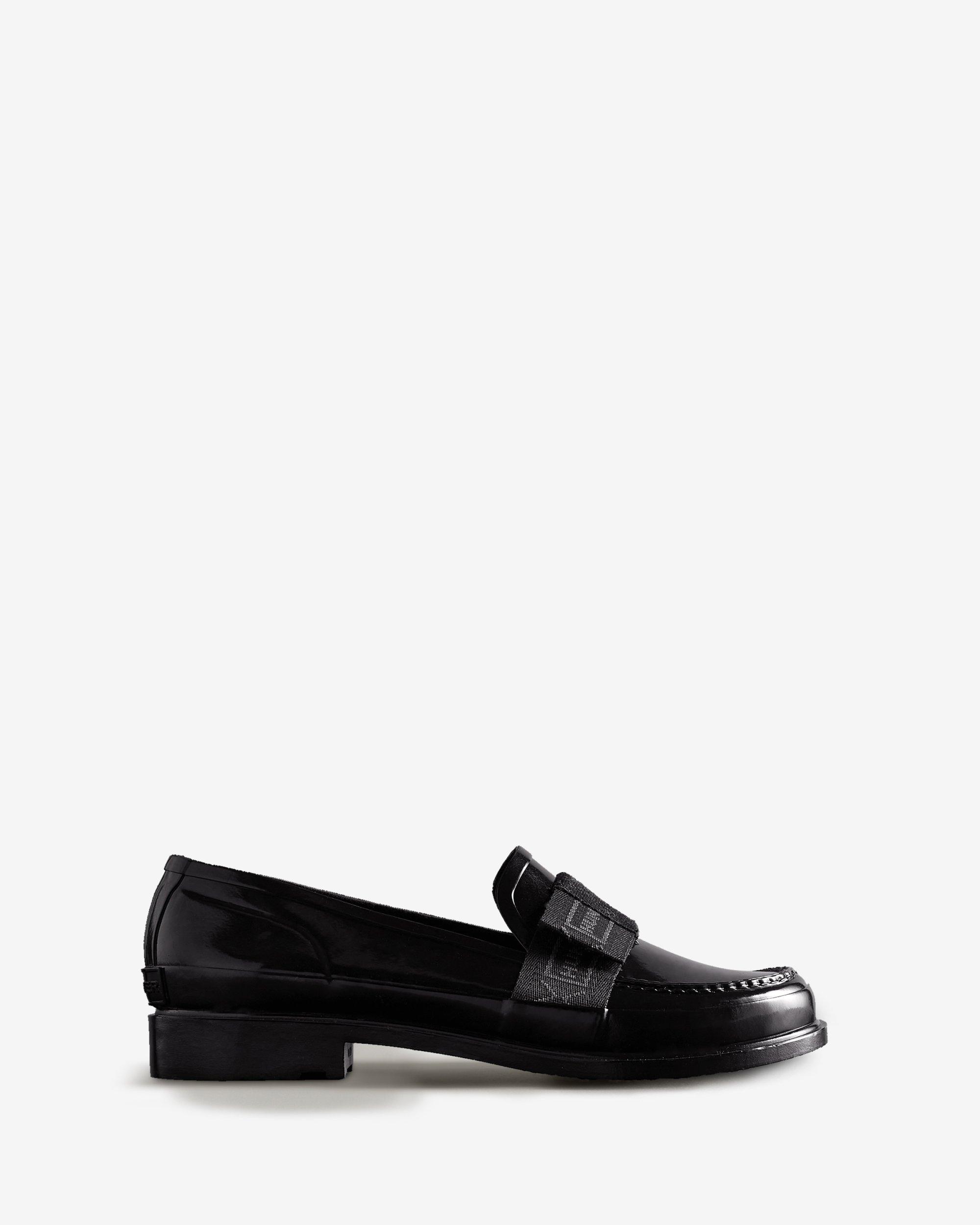 HUNTER Refined Slim Fit Bow Gloss Penny Loafers in Black | Lyst Australia