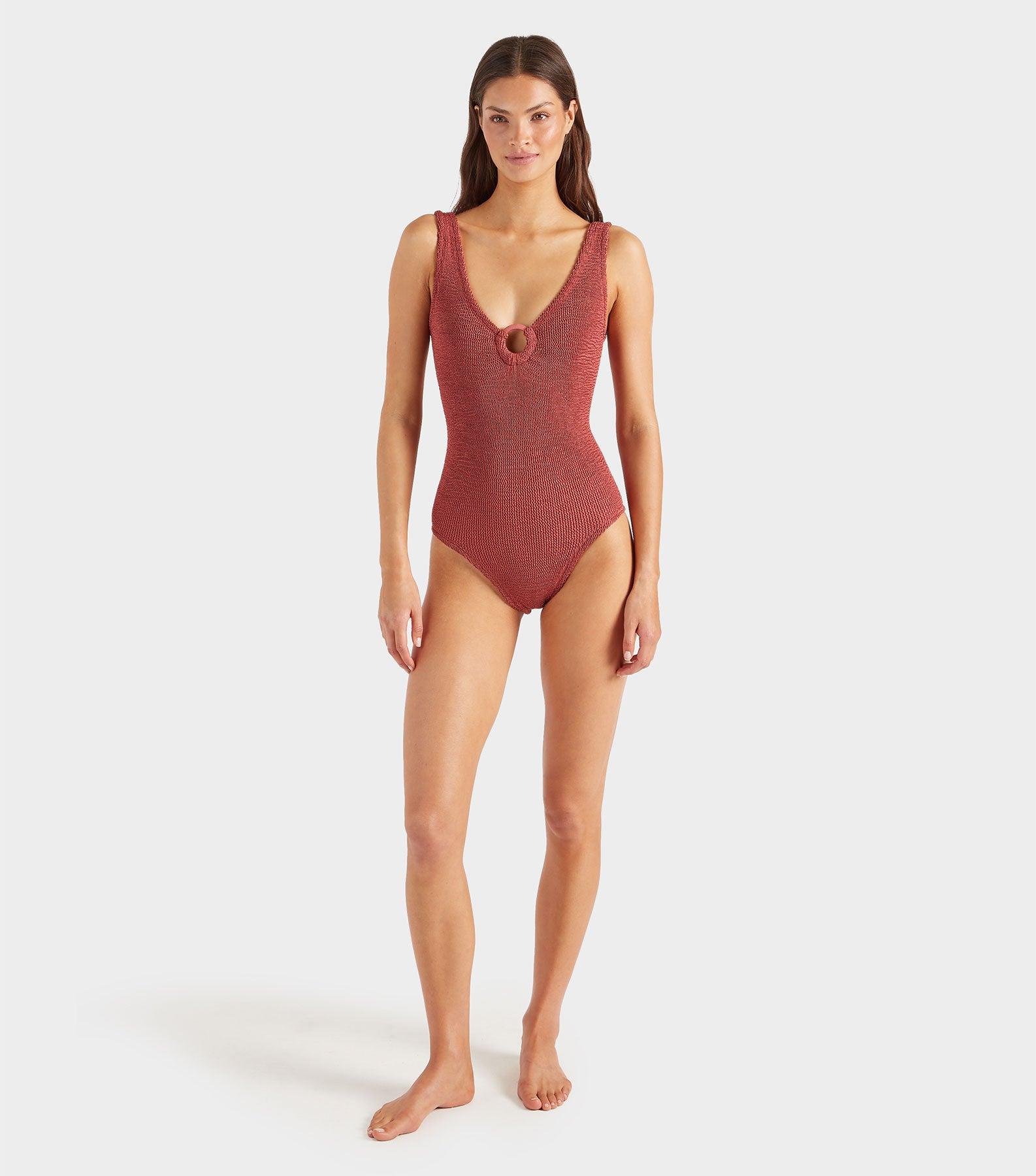 ワンピース水着 Hunza G FW25 CELINE SWIM COVERED HOOP (SCELINETX RED) Hunza G Celine One Piece Swimsuit in Red | REVOLVE