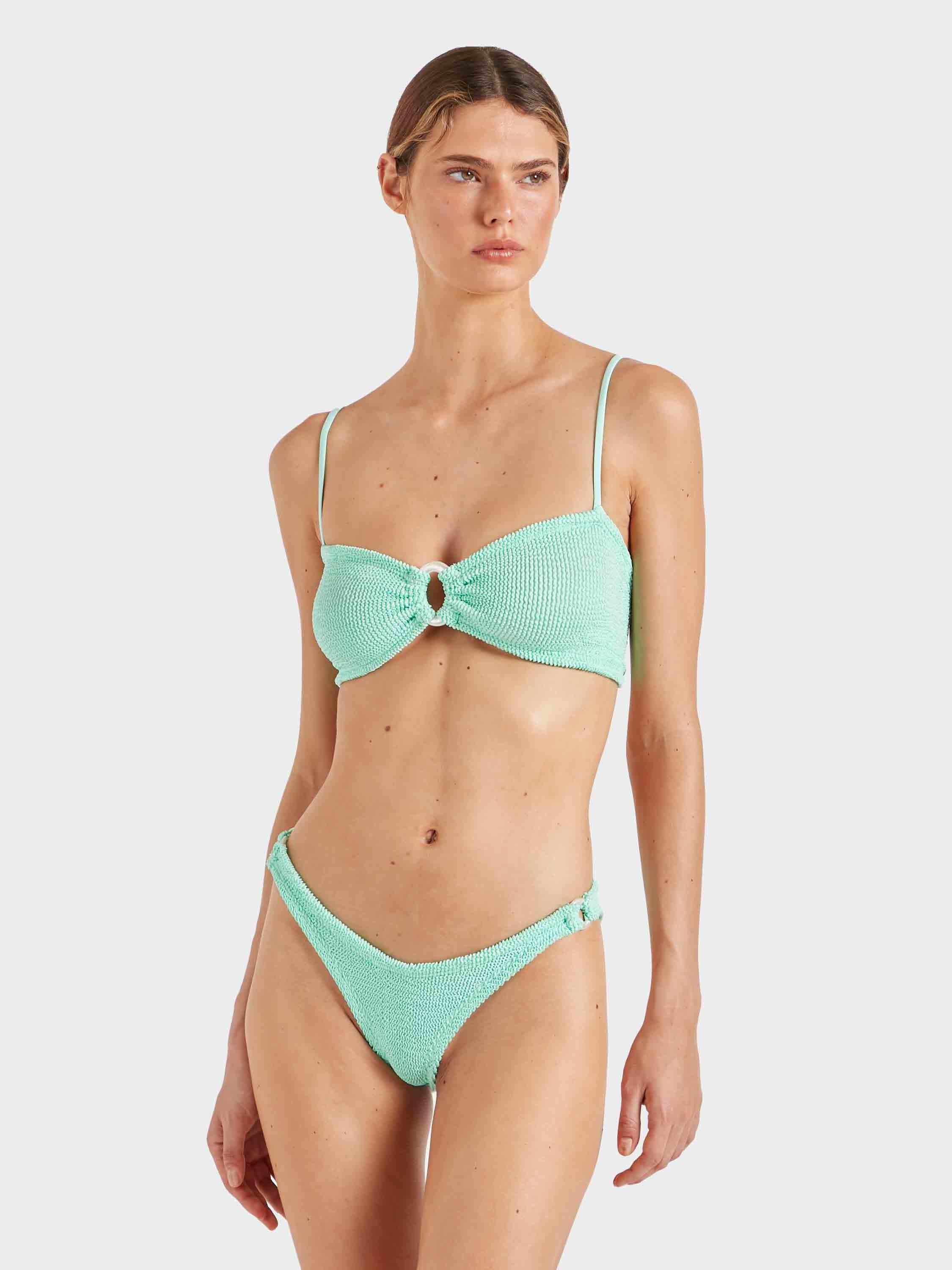 Hunza G Misty Bikini Pearly Hoop in Green | Lyst Hunza G Misty Bikini Pearly Hoop in Green | Lyst