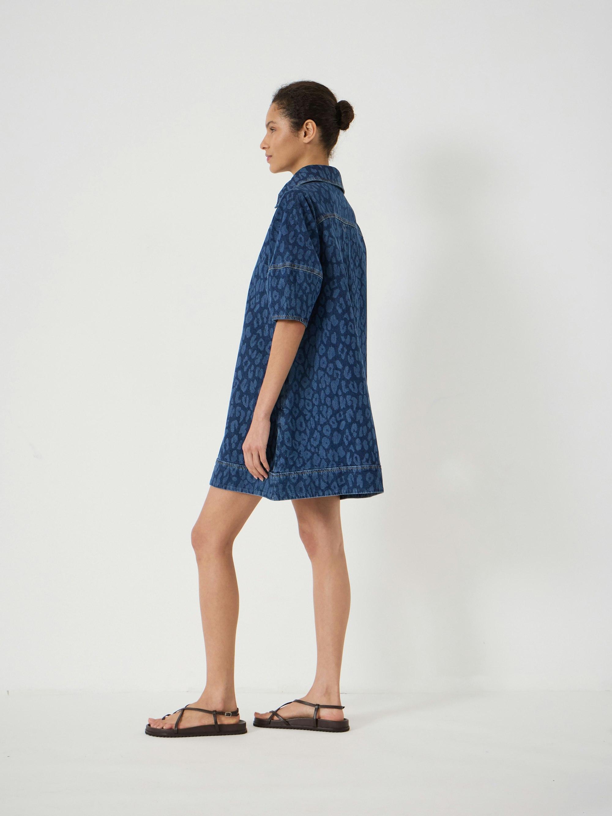 long denim dress sleeveless Entertain Me A-Line Maxi Blue flattering silhouette Simple Cute Dress Drawings 20250317new Color:Floral Leaves