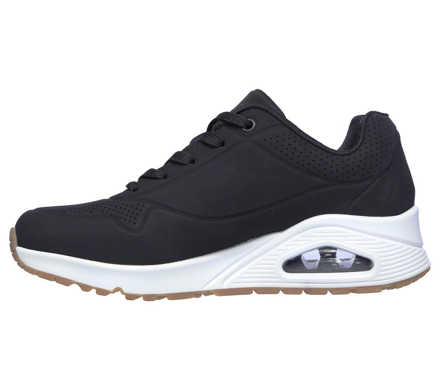 Skechers Leather 's Wide Fit 73690 Uno - Stand On Air Walking Trainers in  Black | Lyst