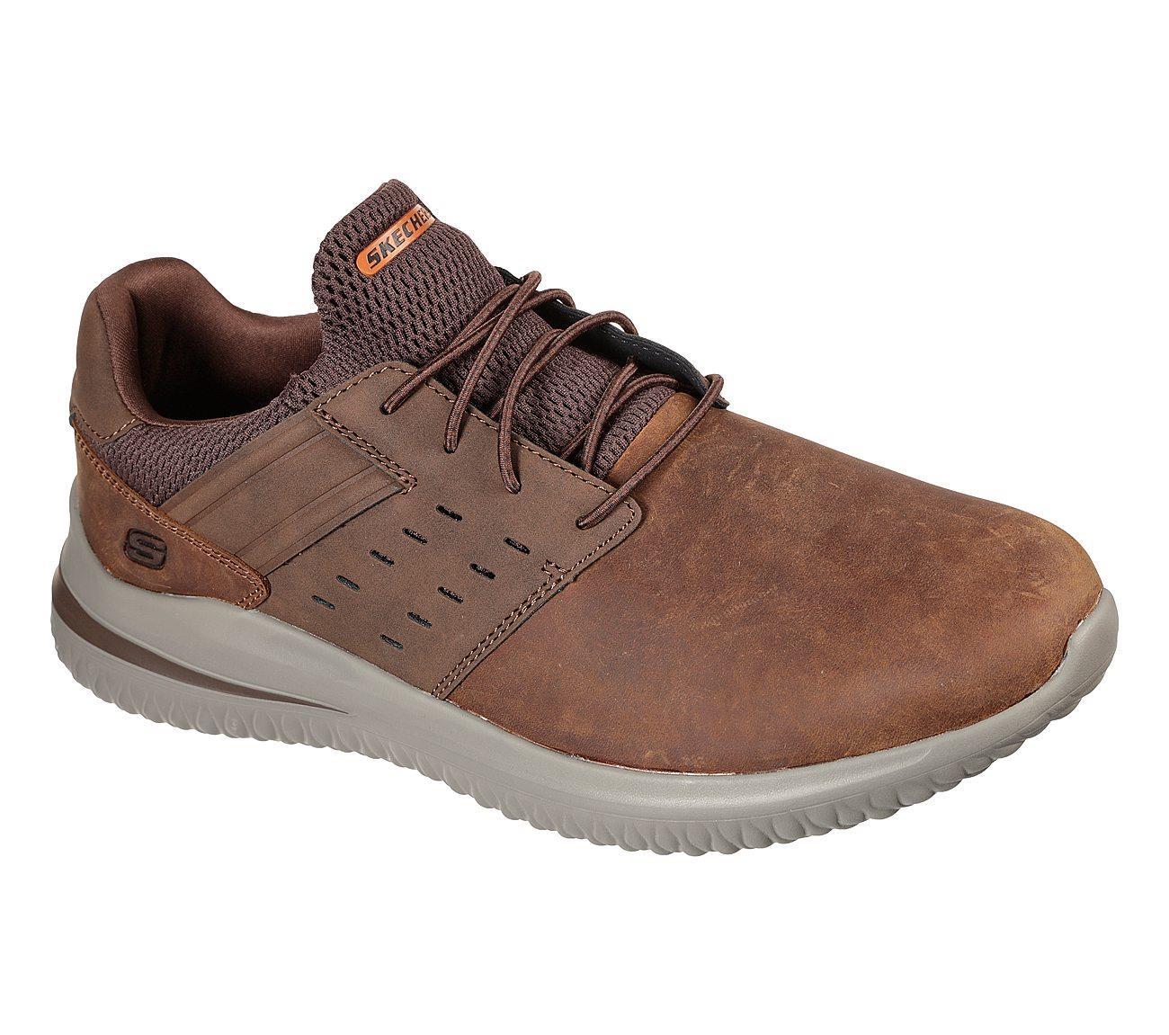 Skechers Leather S Wide Fit Delson 3.0 210308 Luxury Walking Trainers in  Brown for Men | Lyst