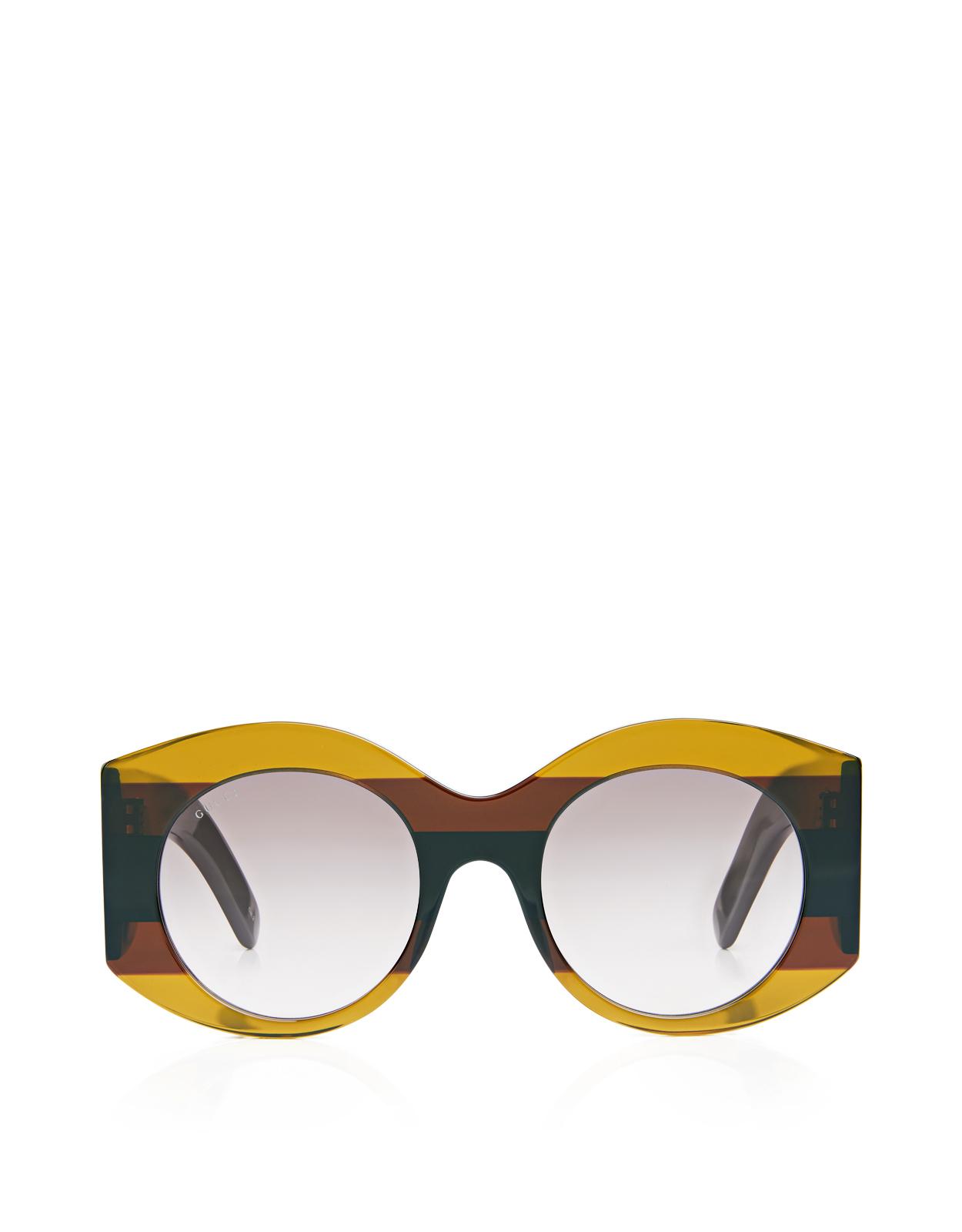 Gucci Color-block Striped Round Sunglasses in Brown - Lyst