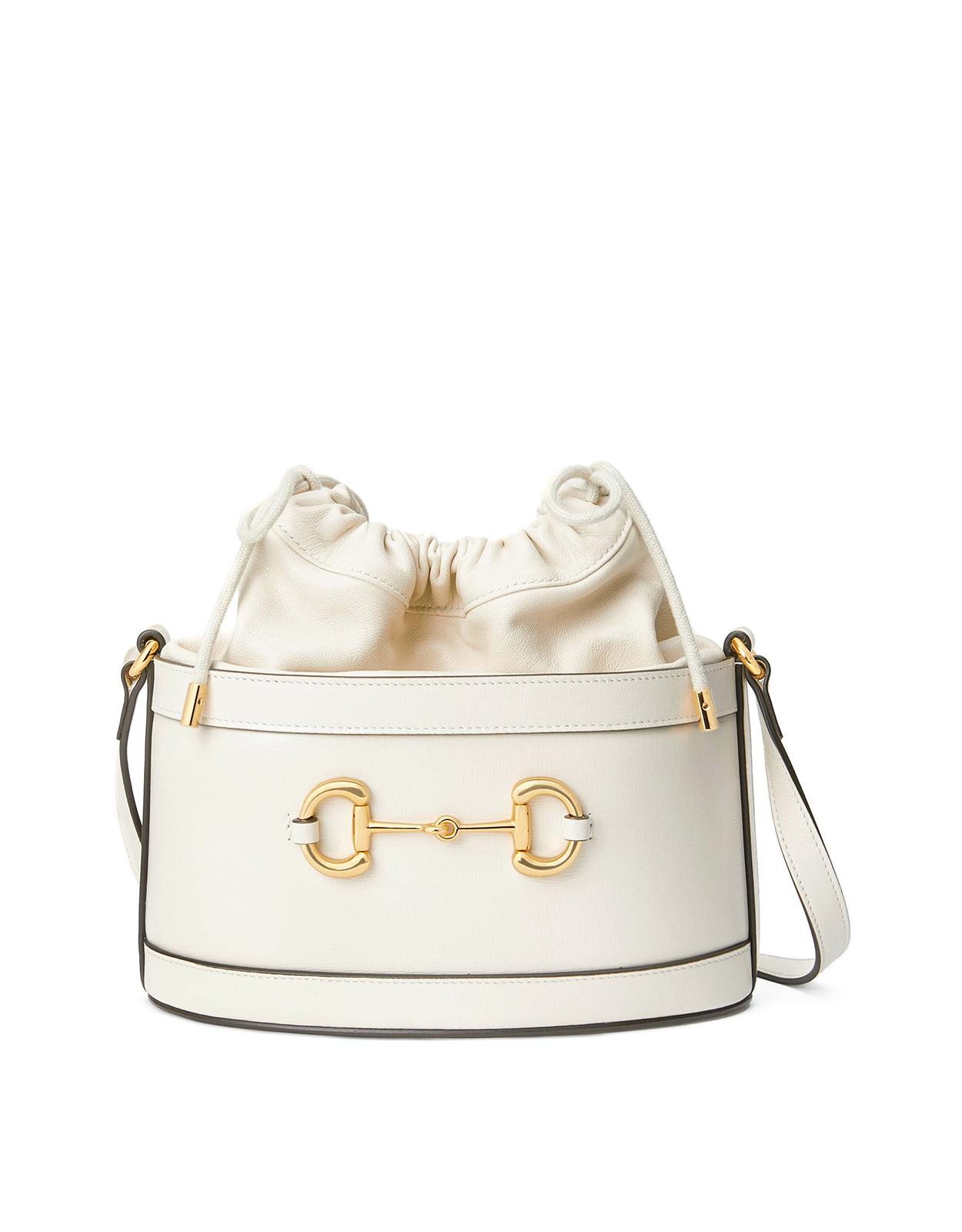 Gucci Leather 1955 Horsebit Bucket Bag in White - Lyst