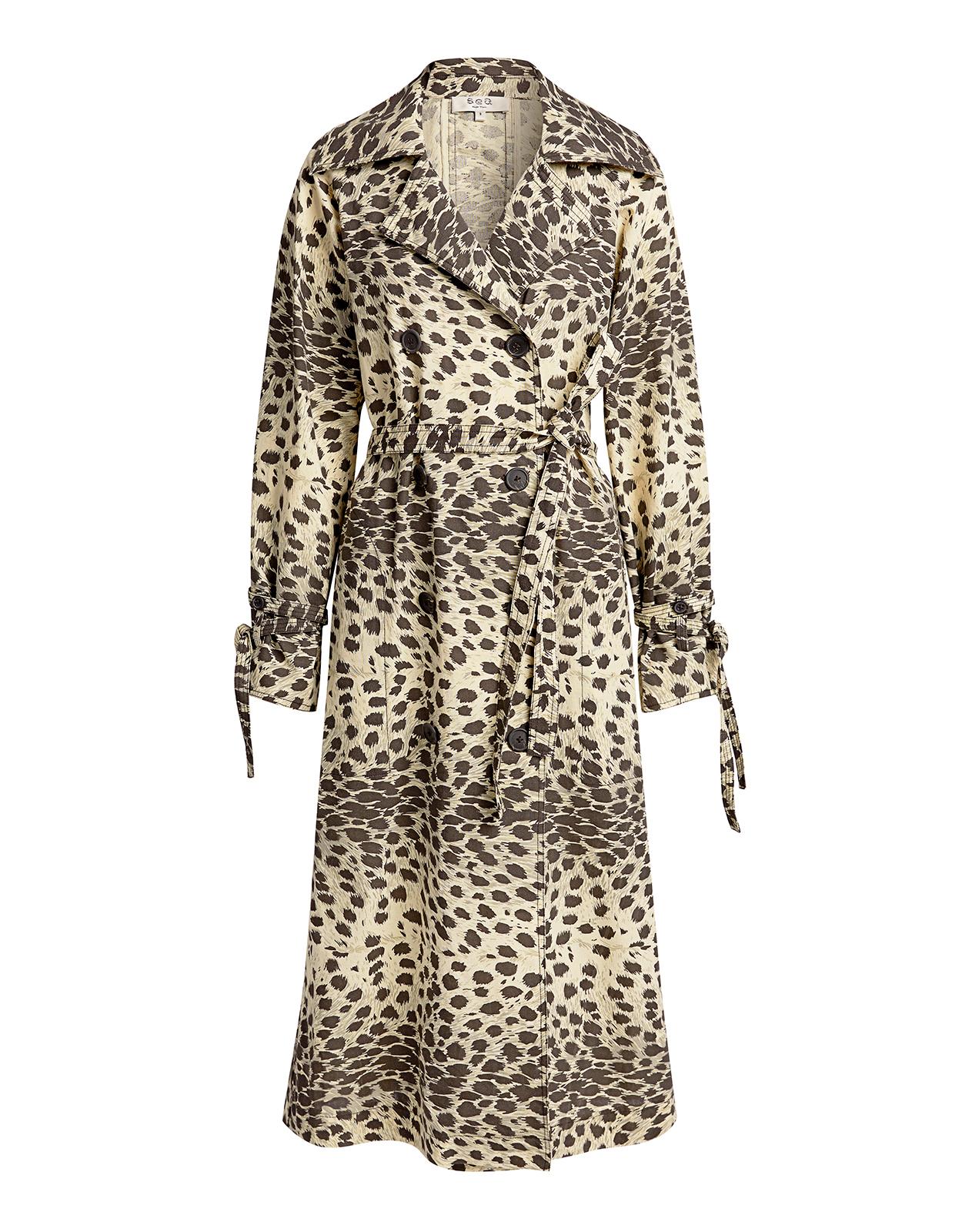 Sea Cotton Leo Leopard Trench Coat in White - Lyst