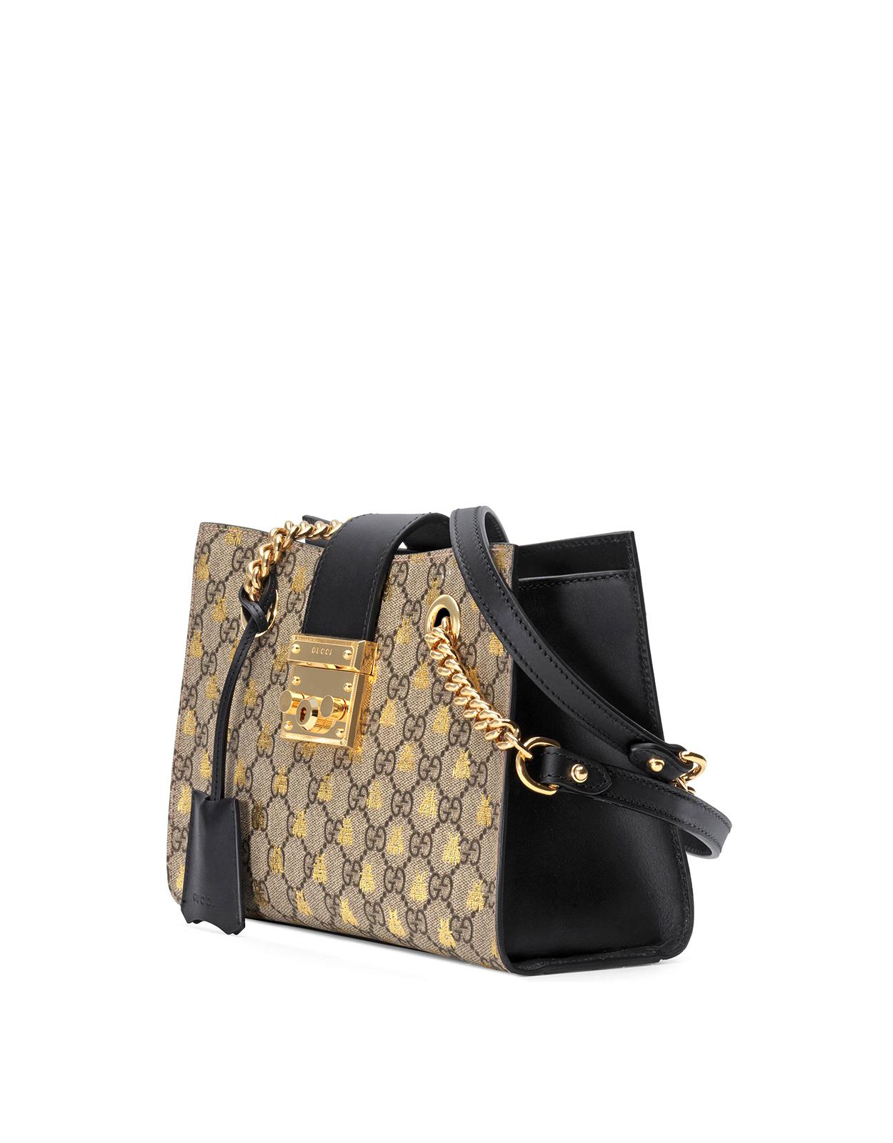 padlock small gg bees shoulder bag