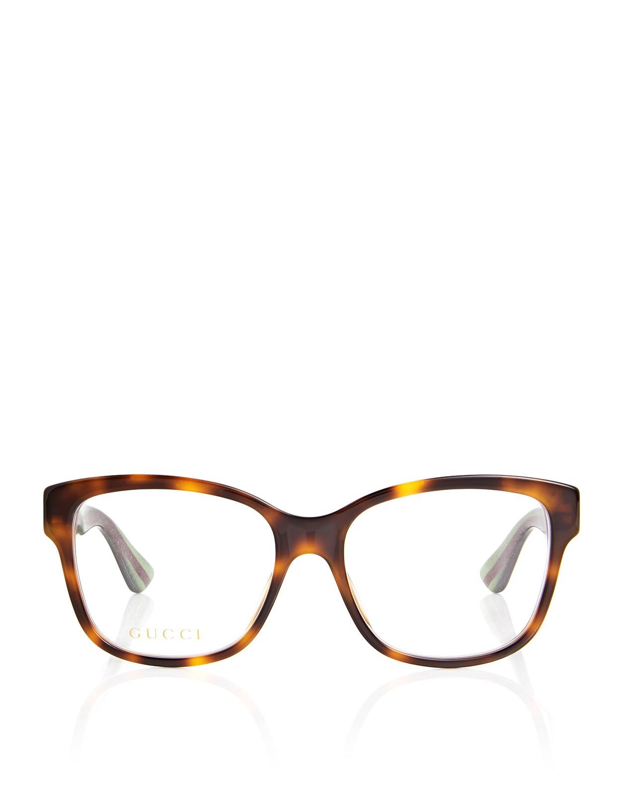 Gucci Havana Side Stripe Square Eyeglasses Lyst