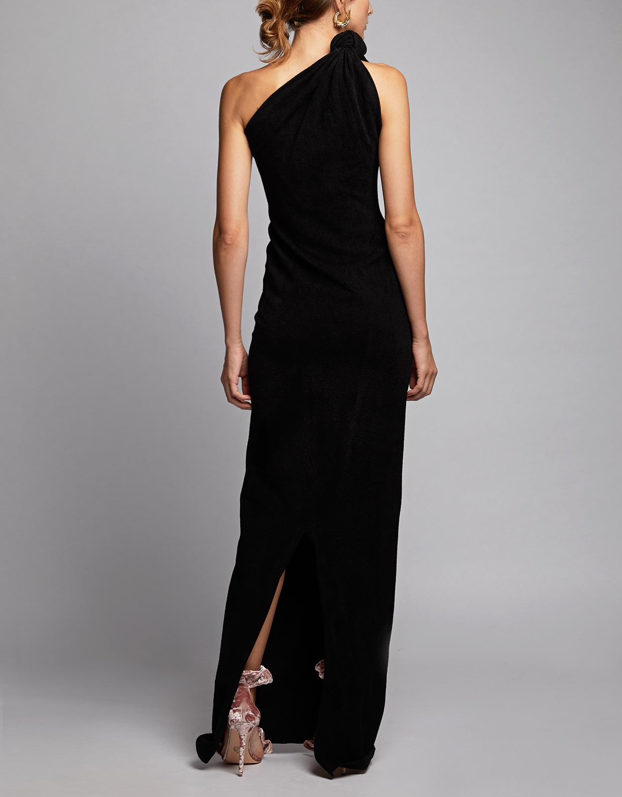 Brandon Maxwell Synthetic Knotted One-shoulder Maxi Dress in Black - Lyst