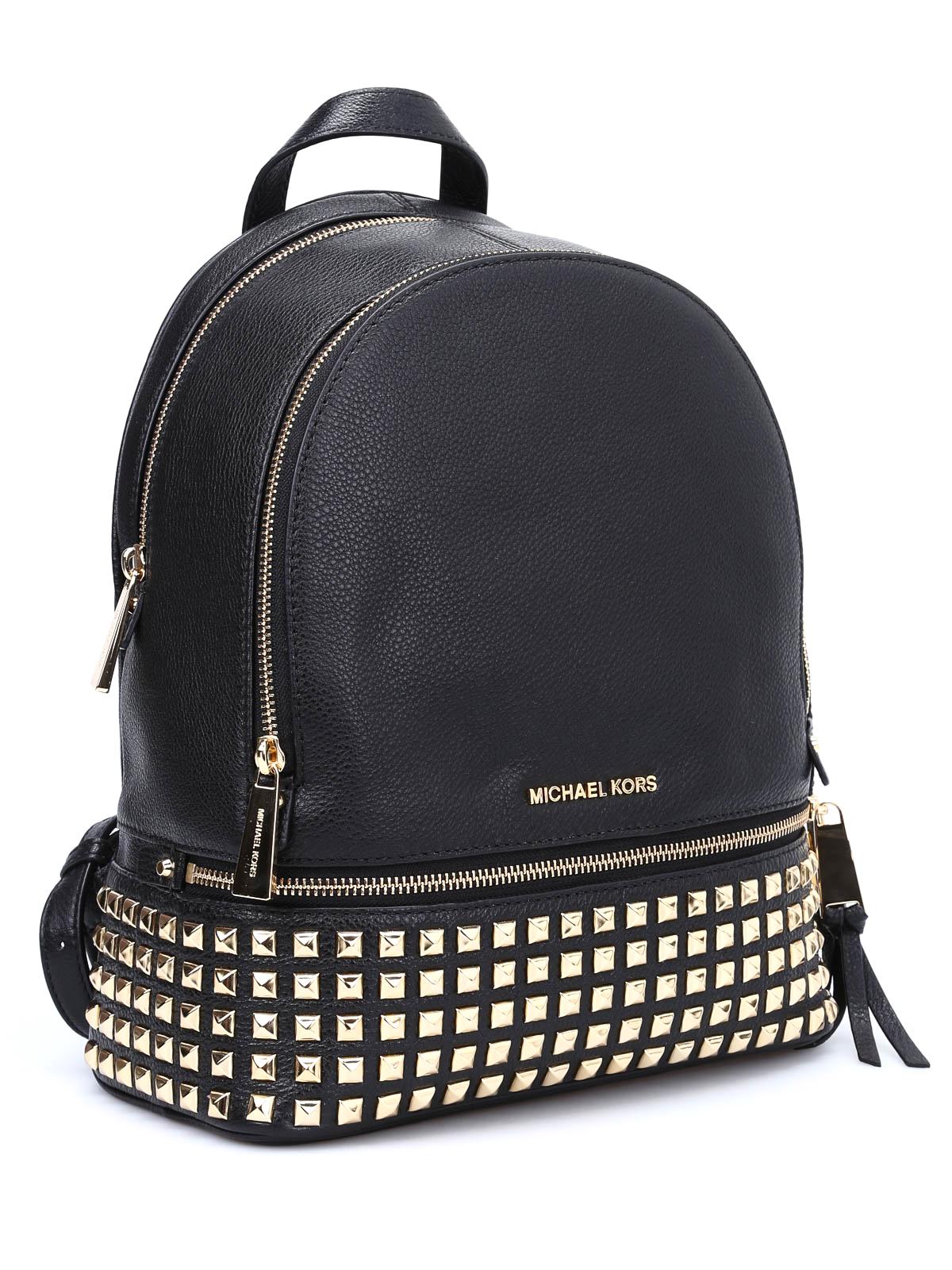 Michael Kors Rhea Medium Studded Pebbled Leather Backpack in Black Lyst