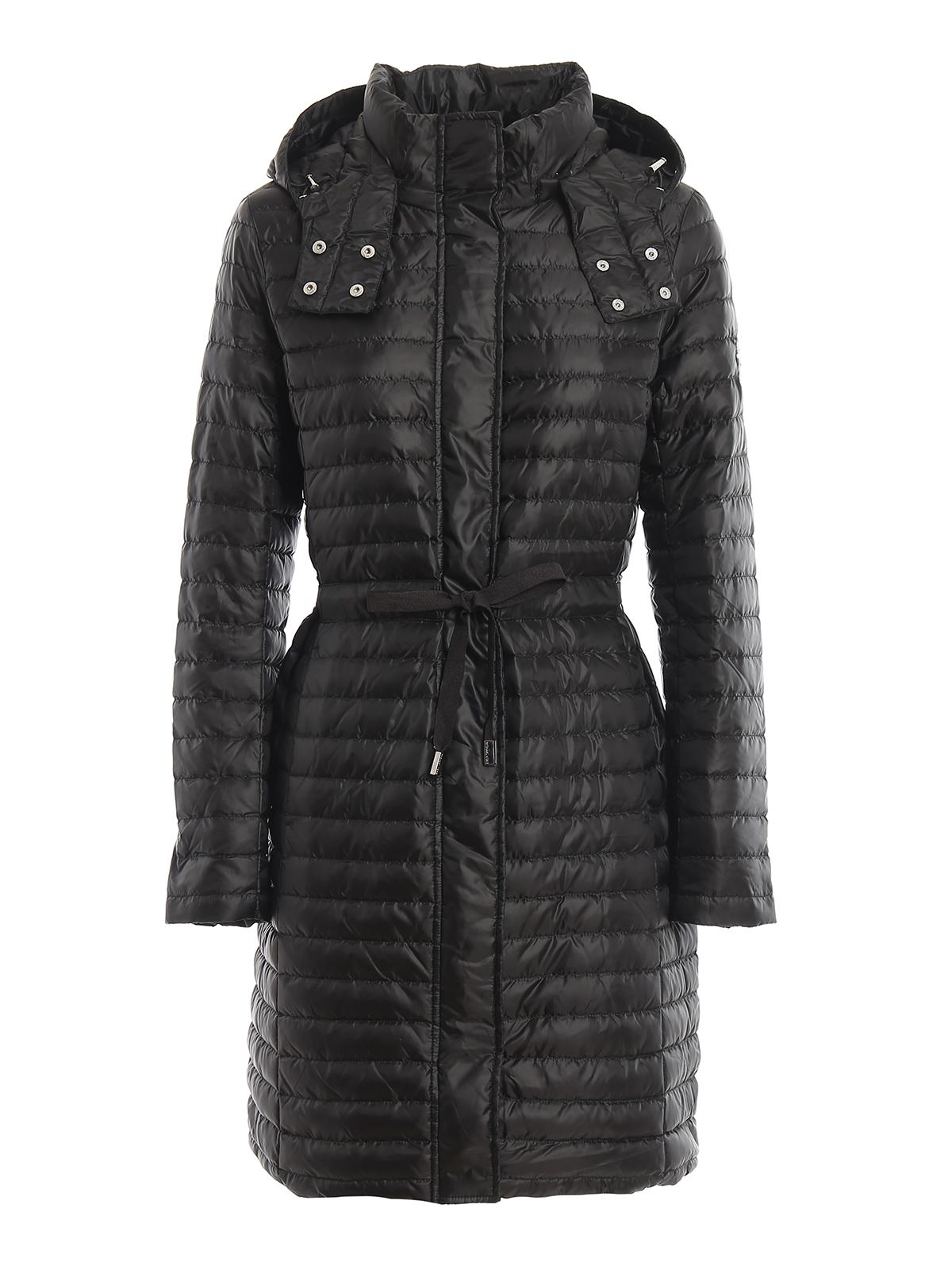 Michael Kors Black Quilted Hooded Padded Coat - Lyst