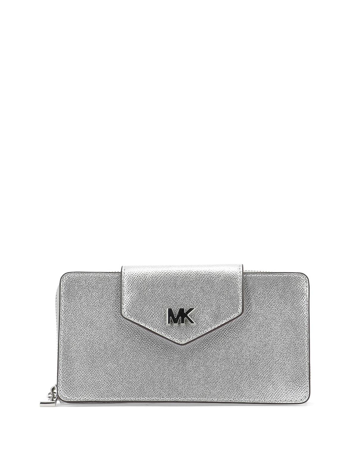 Michael Kors Silver-tone Metallic Leather Crossbody Bag - Lyst