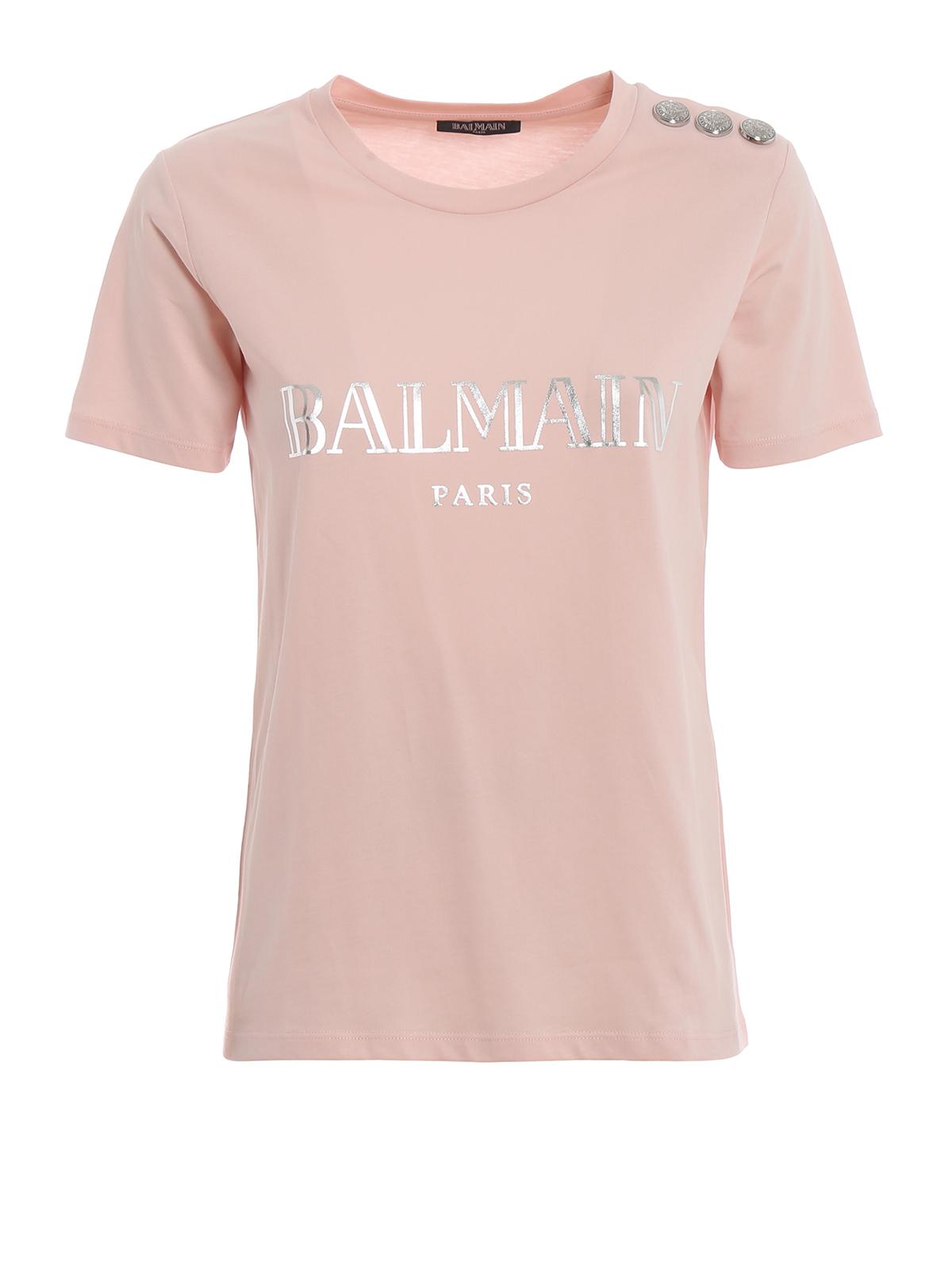 Balmain Pink Cotton T-shirt - Lyst