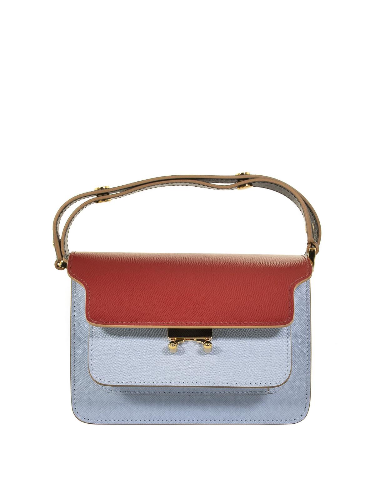 Marni Colour Block Leather Shoulder Bag in Red - Lyst