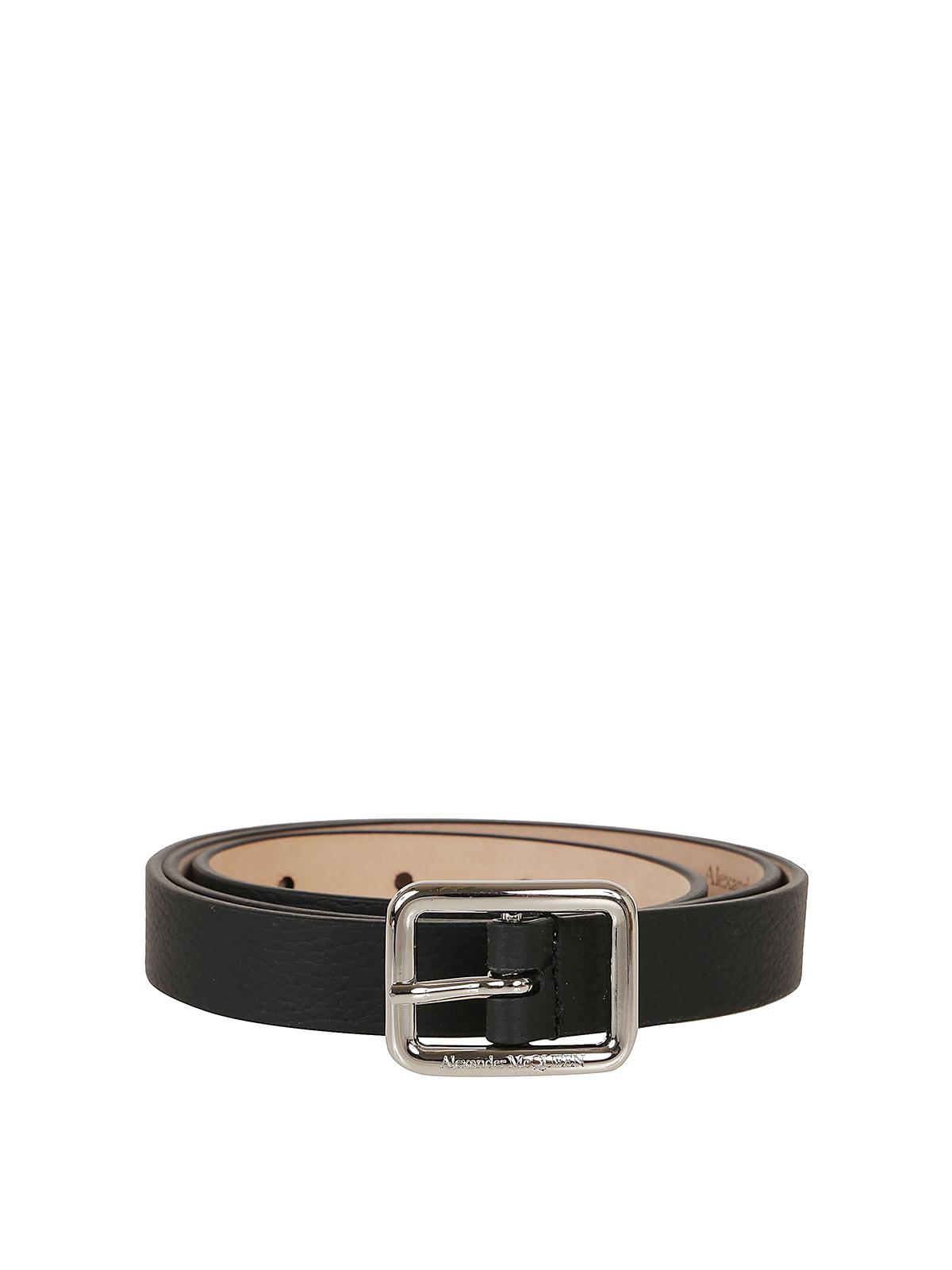 Alexander McQueen Branded Buckle Leather Belt in Black for Men - Lyst