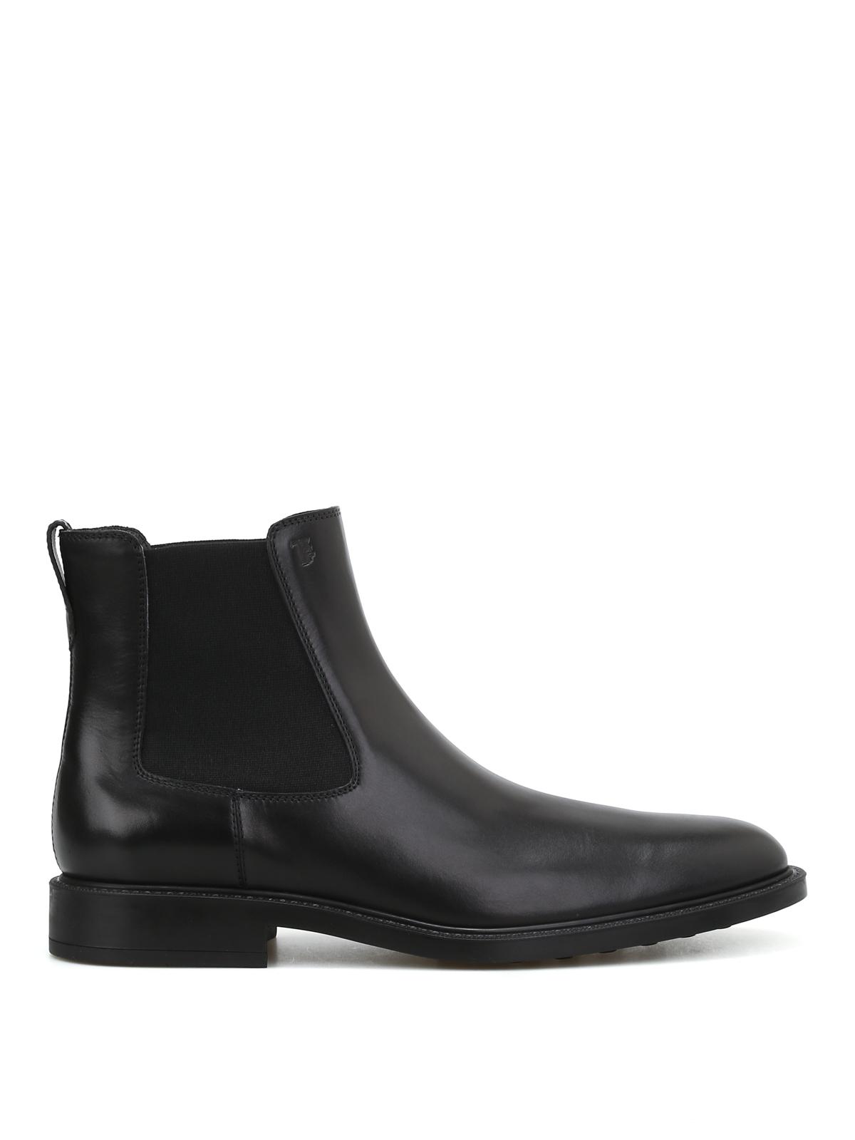 Tod's Black Leather Slip-on Booties for Men - Lyst