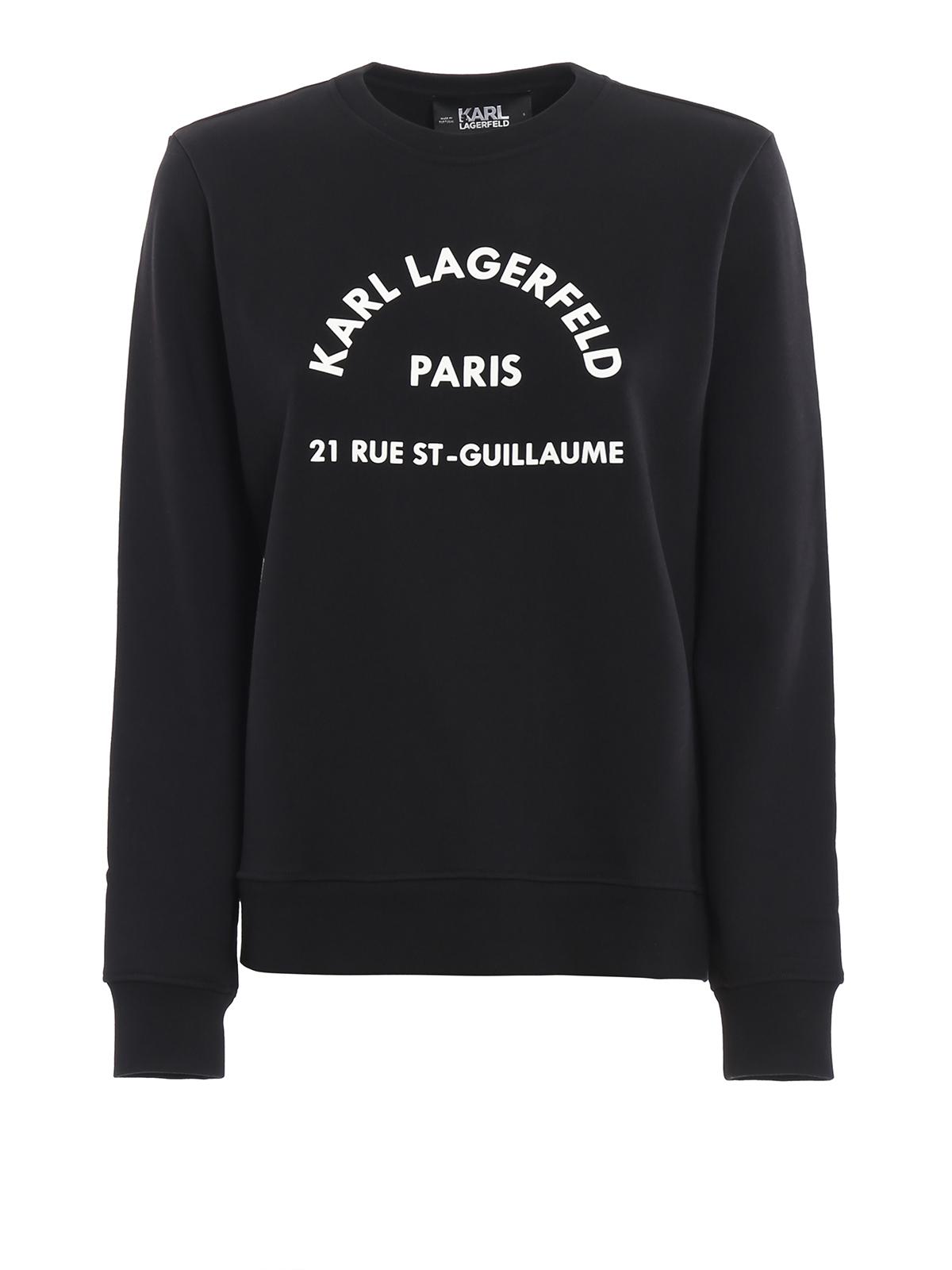 Karl Lagerfeld Address Logo Cotton Sweatshirt in Black for Men - Lyst