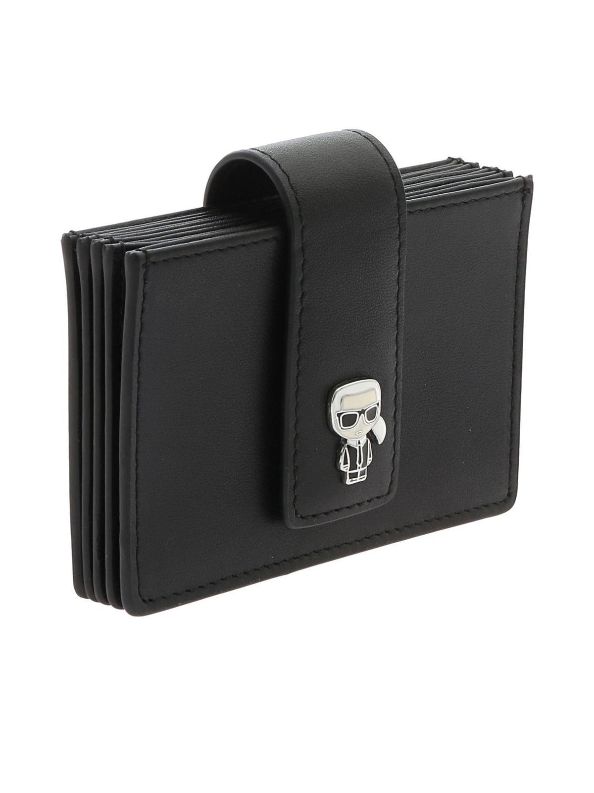 Karl Lagerfeld Leather Kikonik Card Holder in Black Lyst