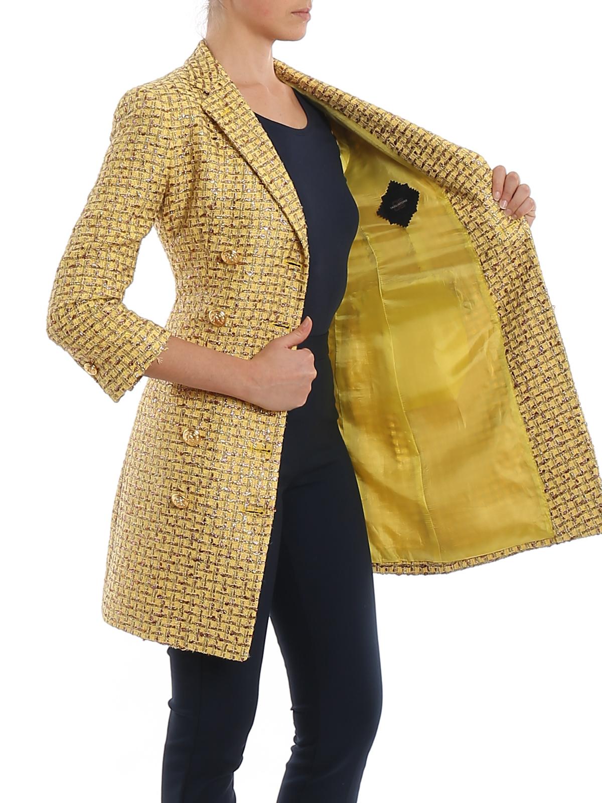 yellow tweed coat
