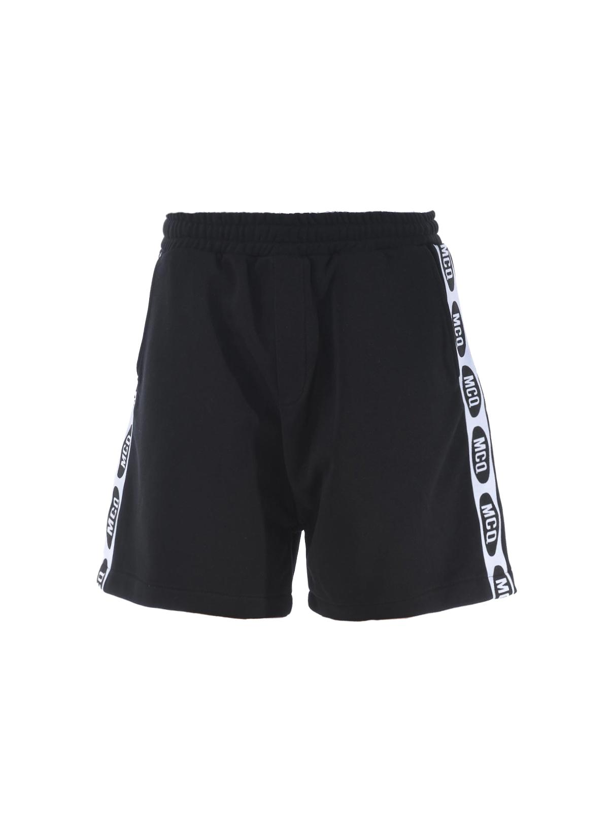 McQ Black Cotton Shorts With Branded Bands for Men - Lyst