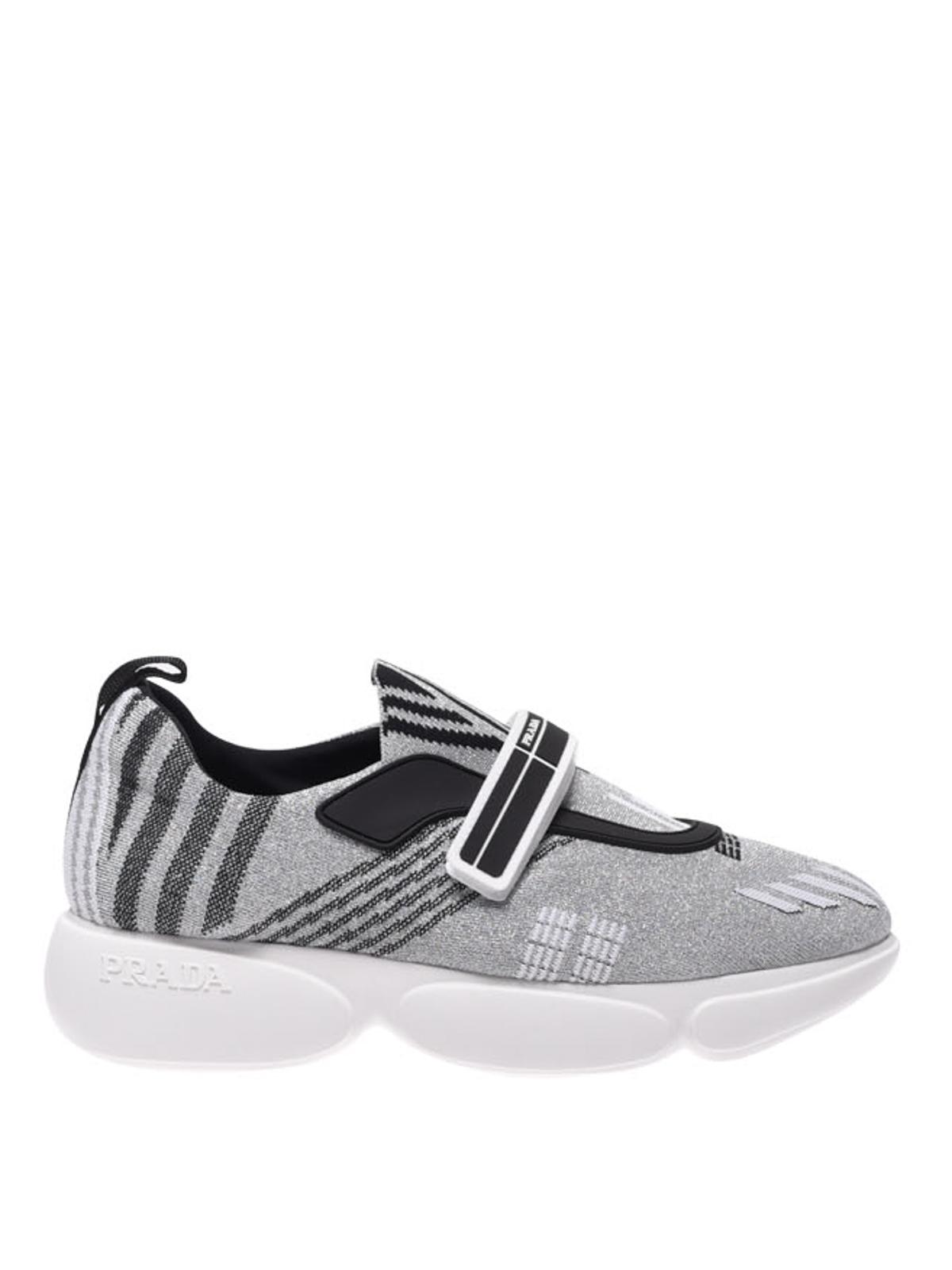 prada silver platform sneakers