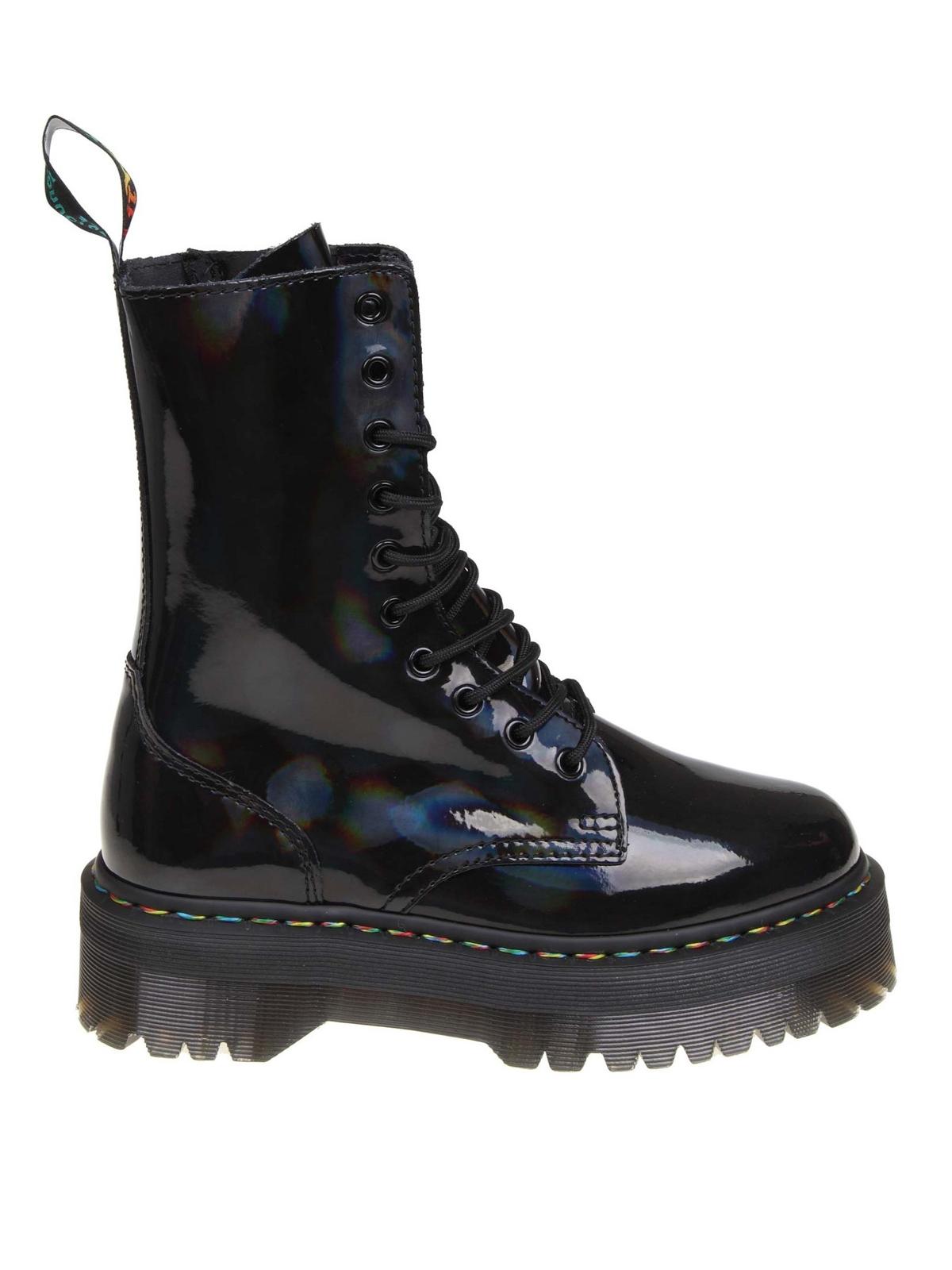 Dr. Martens Leather Jadon Hi Rainbow Patent Ankle Boots in Black - Lyst