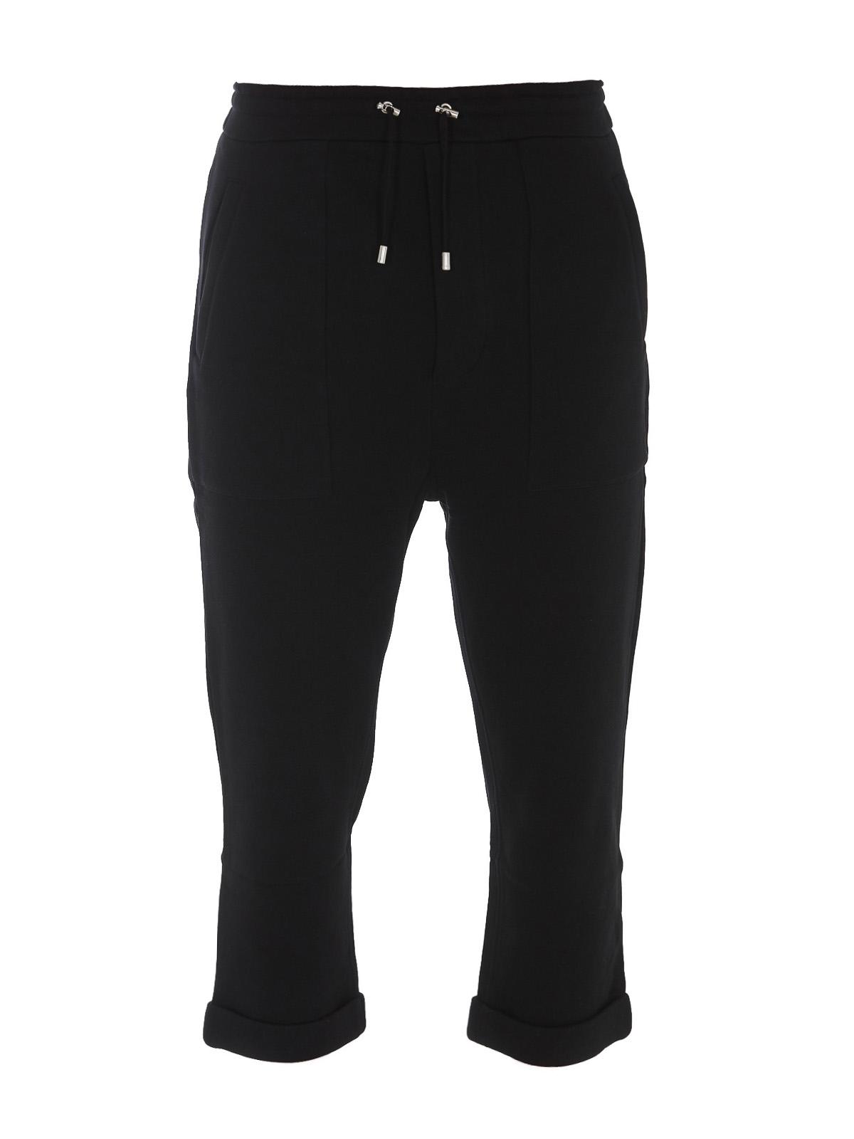Balmain Cropped Cotton Tracksuit Bottoms in Black for Men Lyst