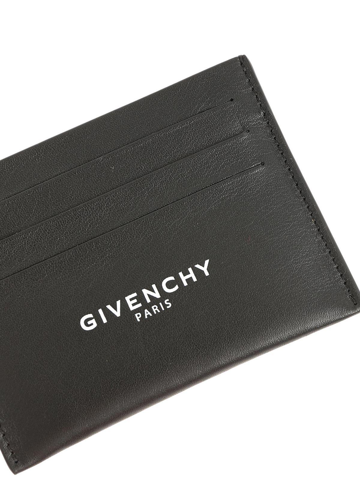 Givenchy Leather Black Card Holder With White Logo Print for Men - Lyst