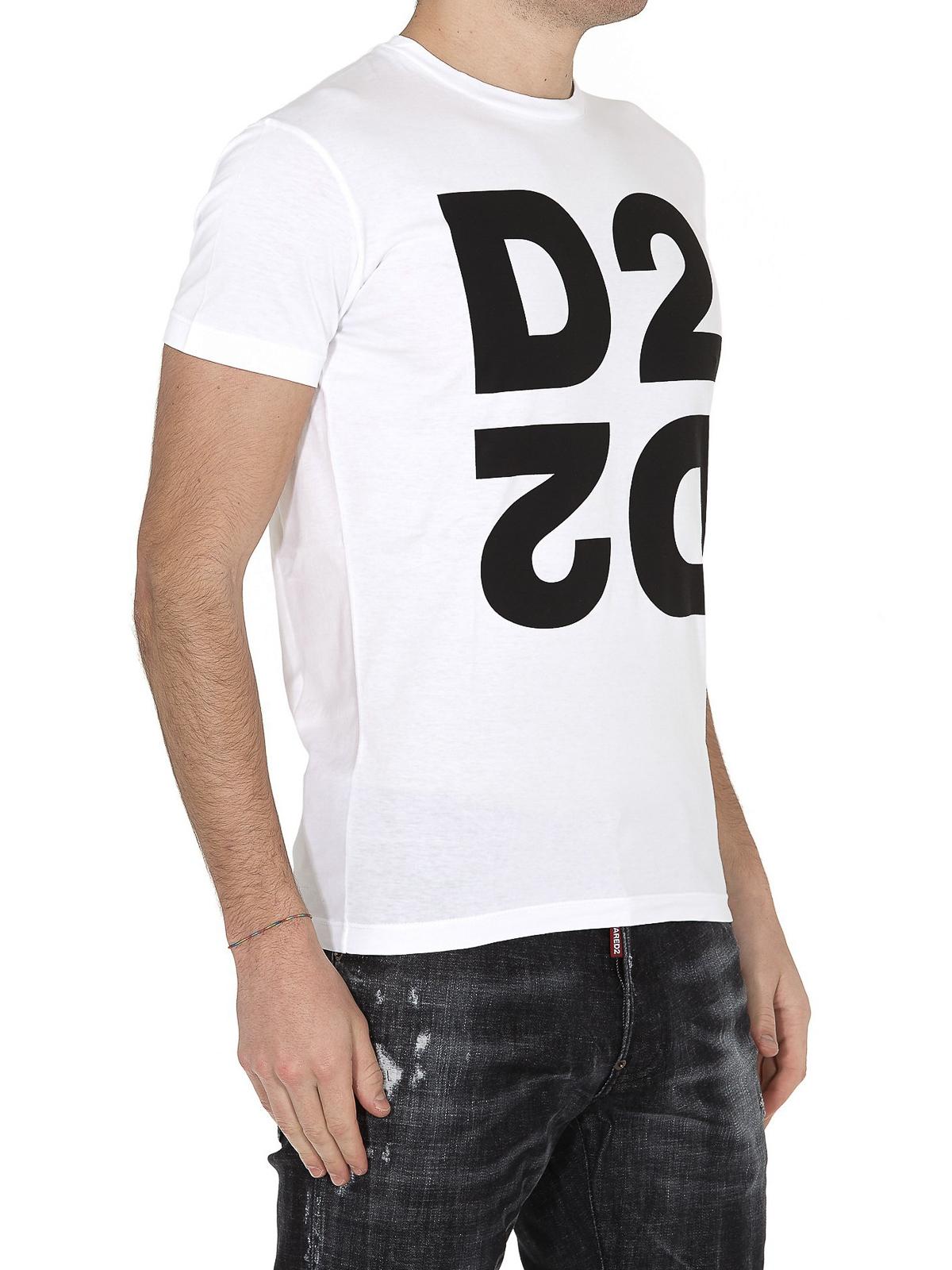 DSquared² D2 Logo Printed Jersey T-shirt in White for Men - Lyst
