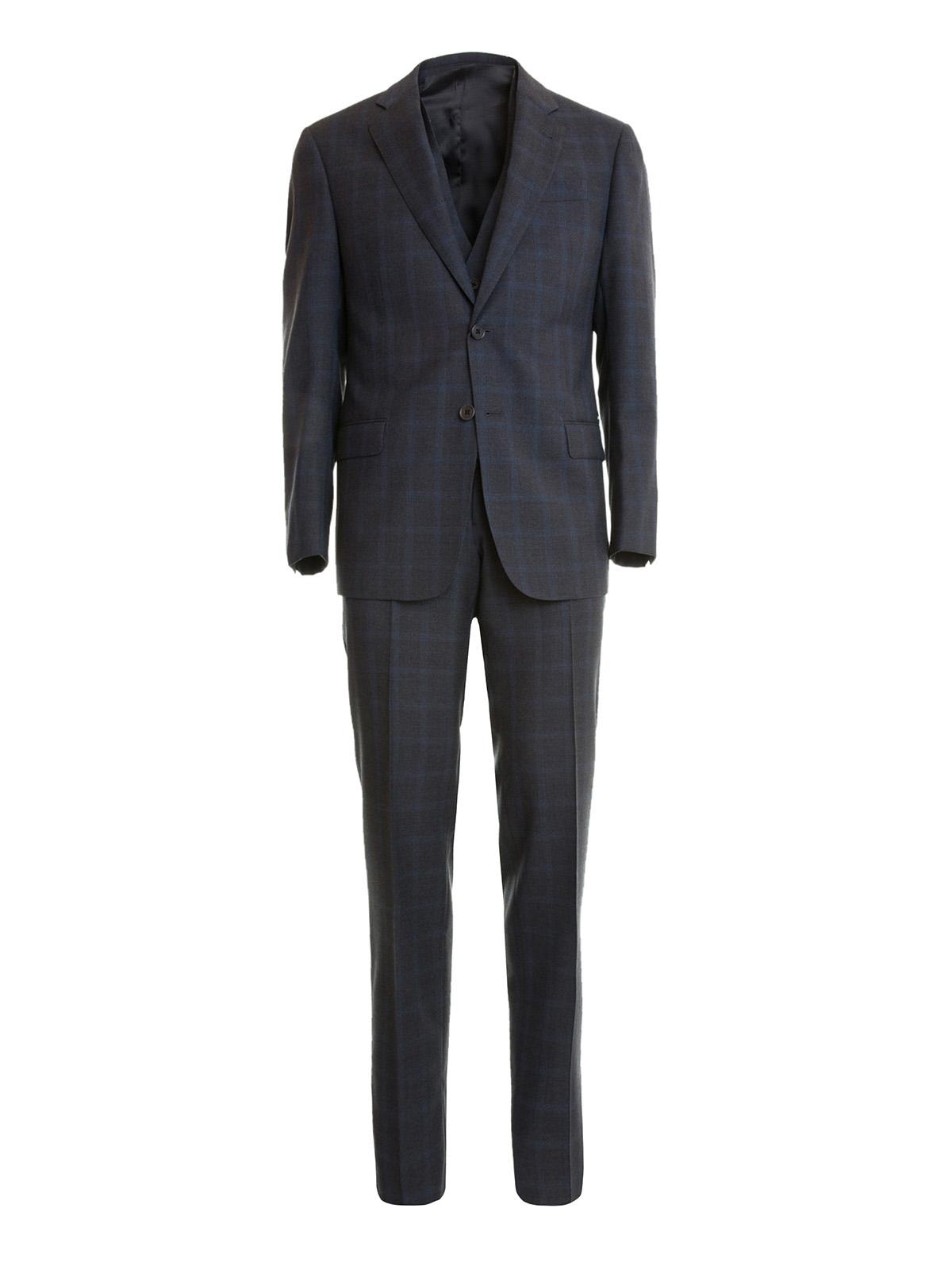 Armani G-line Checked Wool Formal Suit in Dark Blue (Blue) for Men - Lyst
