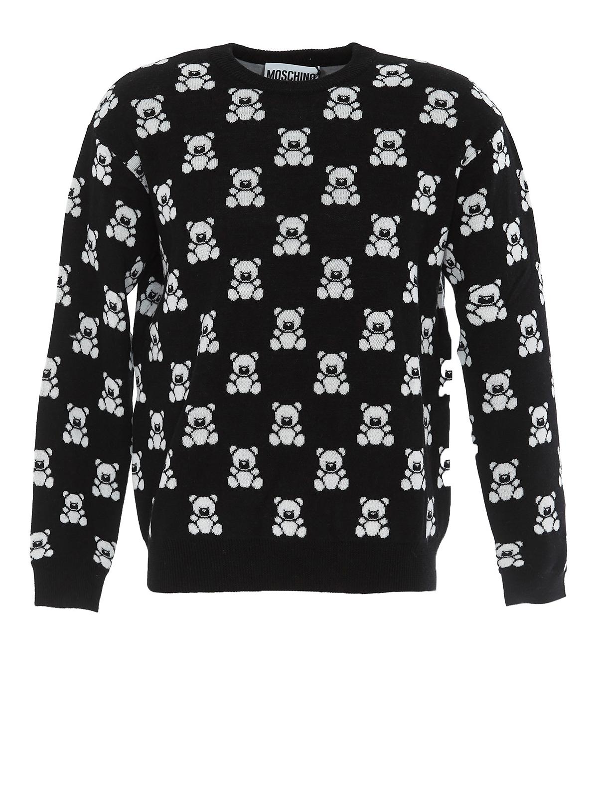 Moschino Teddy Bear Jacquard Wool Sweater in Black for Men - Lyst