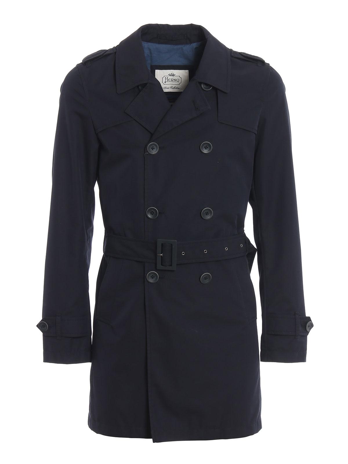Herno Blue Cotton Trench Coat for Men - Save 6% - Lyst