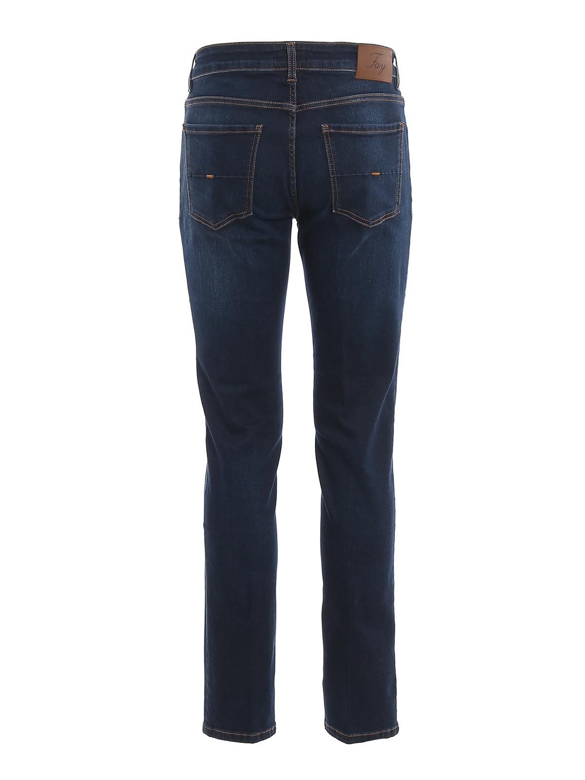 Fay Dark Stretch Denim Jeans in Dark Wash (Blue) for Men - Lyst