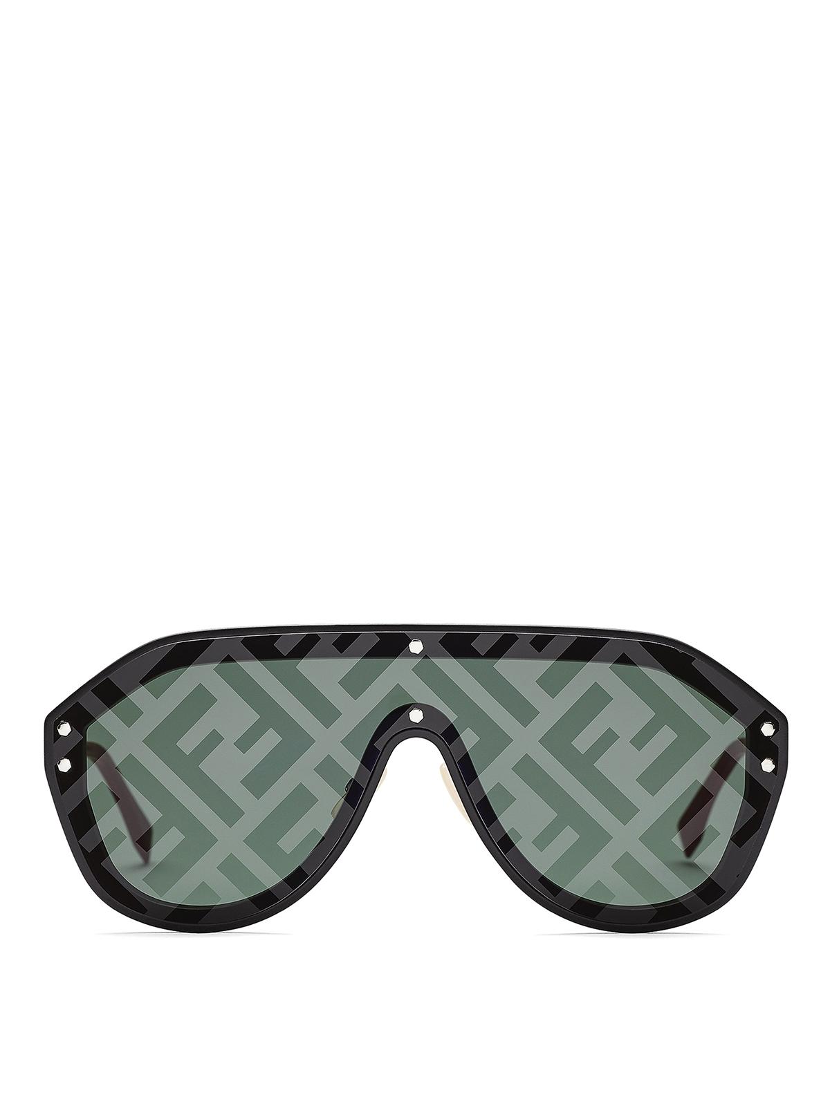 Fendi Ff Print Aviator Sunglasses in Black for Men - Lyst