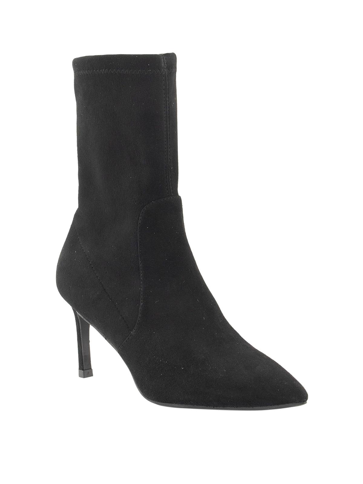 stuart weitzman black wren 75 suede heeled ankle boots