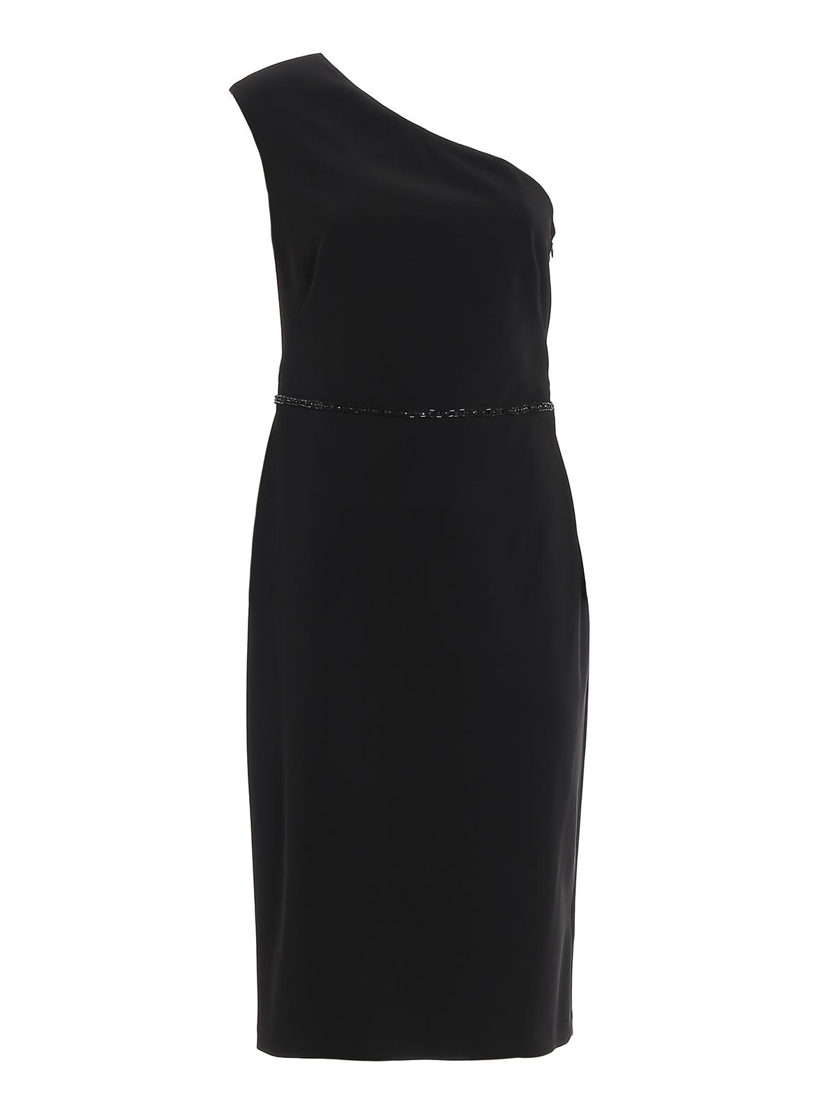 Lauren by Ralph Lauren Beaded One-shoulder Dress in Black - Lyst