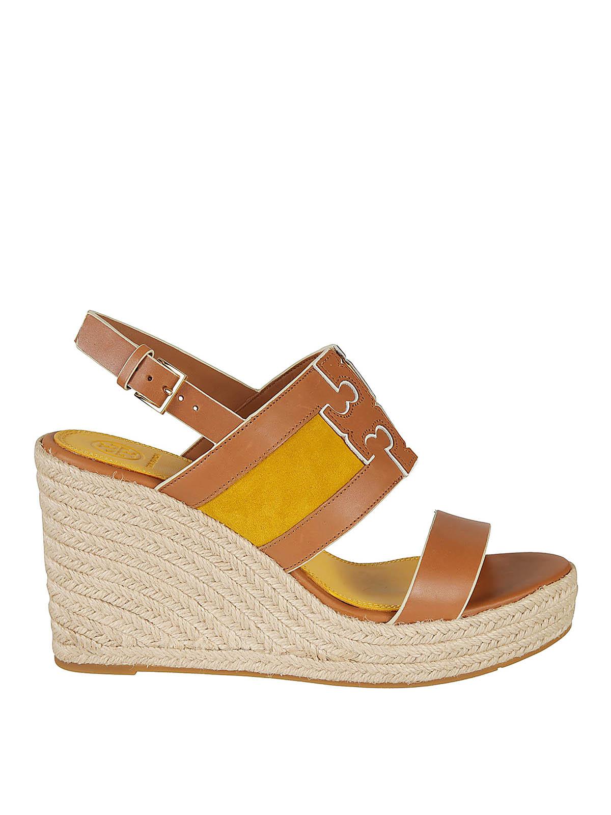 Tory Burch Suede Ines Wedge Espadrille Sandals in Yellow - Lyst