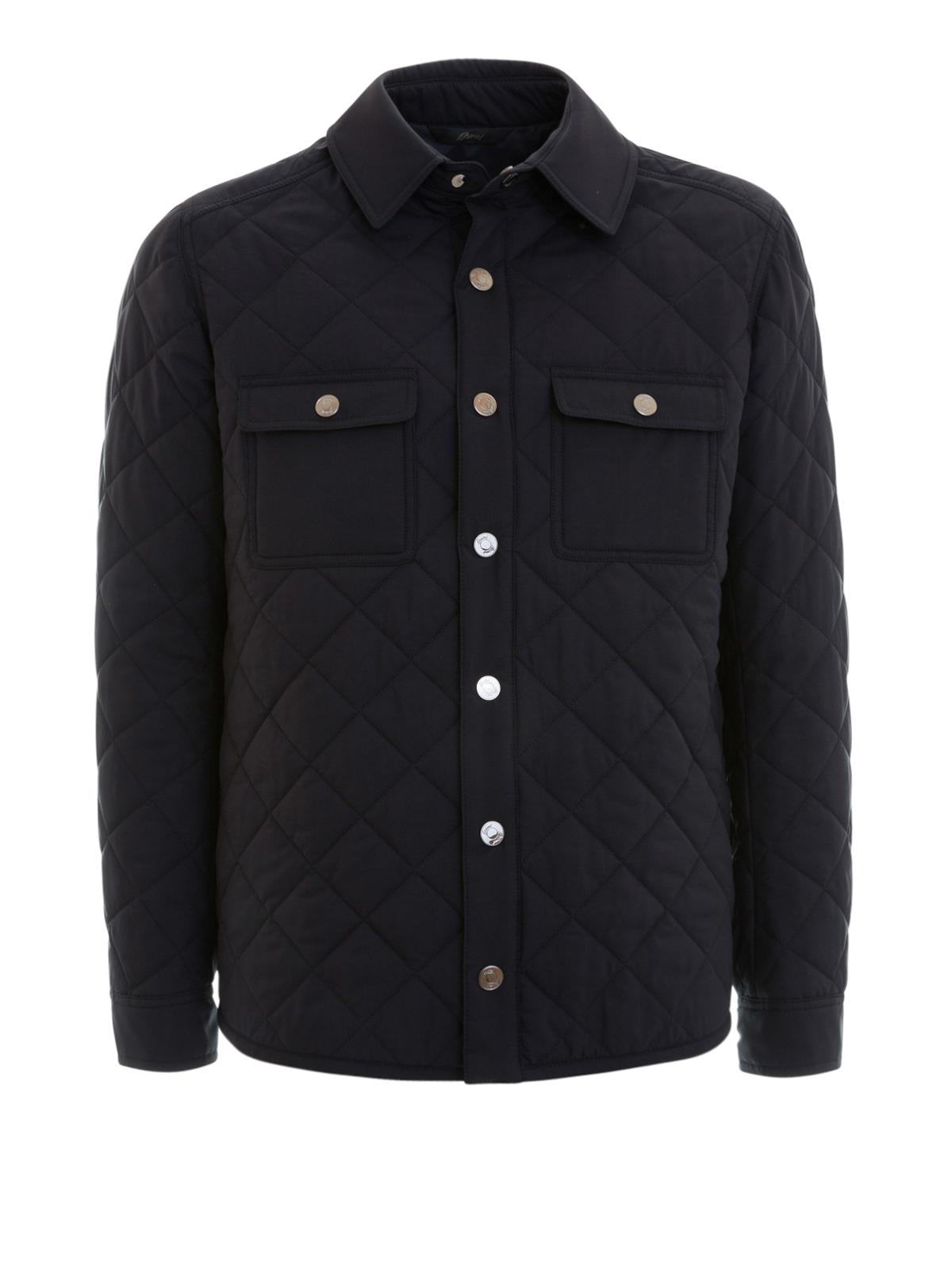 Brioni Argyle Quilted Silk Jacket in Dark Blue (Blue) for Men Lyst