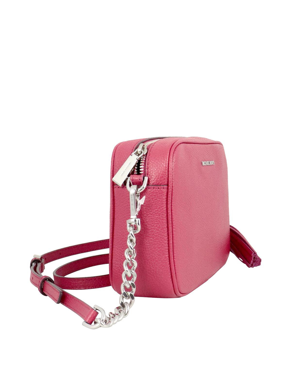 Michael Kors Ginny Leather Cross Body Bag in Dark Pink (Pink) Lyst